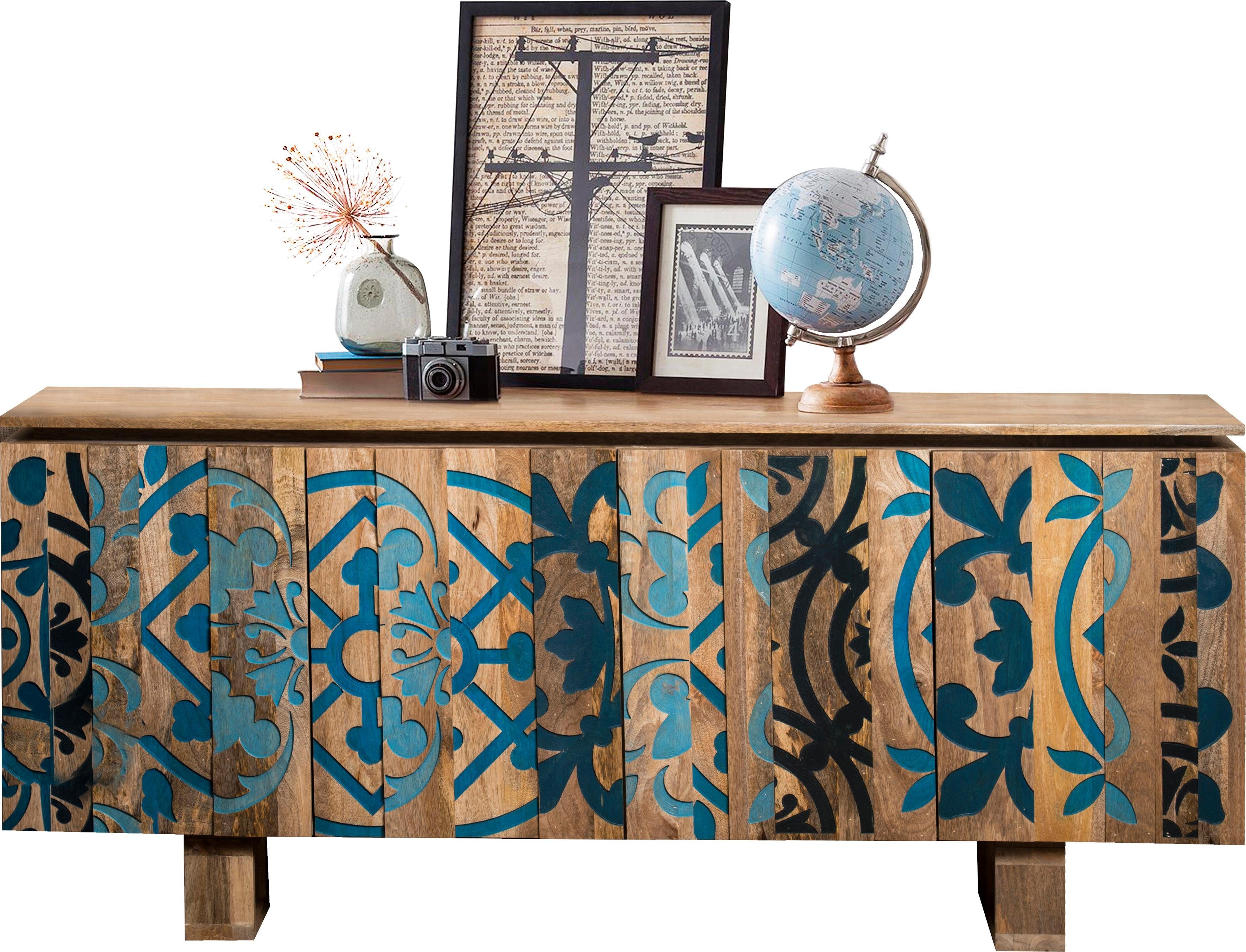 Home affaire Dressoir Layer Commode met 4 decoratieve deuren, breedte 177 cm