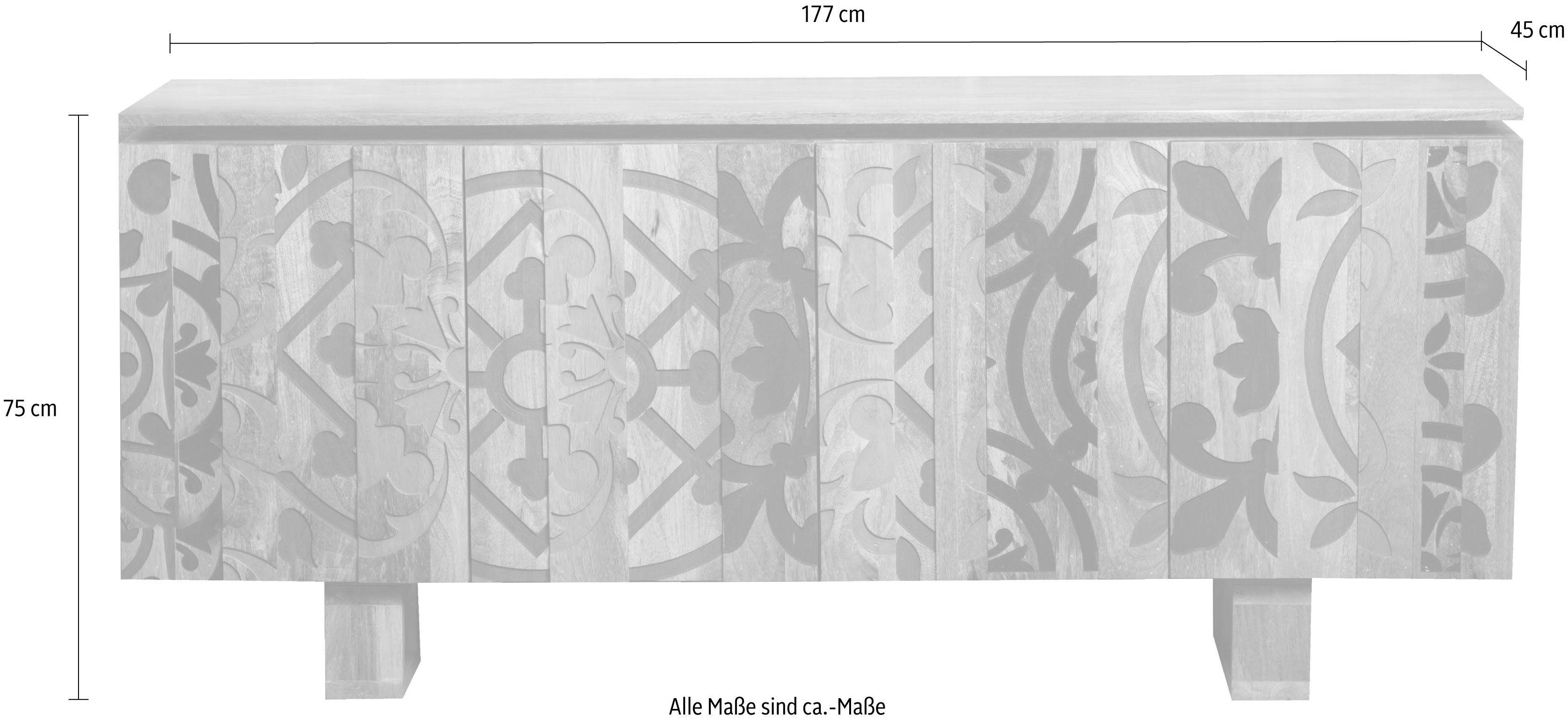 Home affaire Dressoir Layer Commode met 4 decoratieve deuren, breedte 177 cm