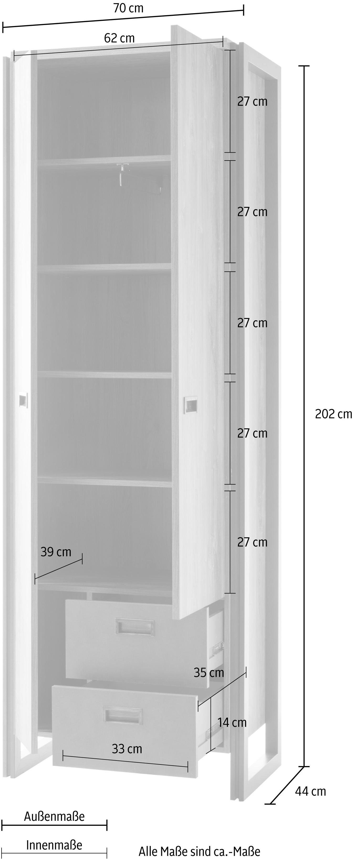 Home affaire Kledingkast Detroit Hoogte ca. 202 cm
