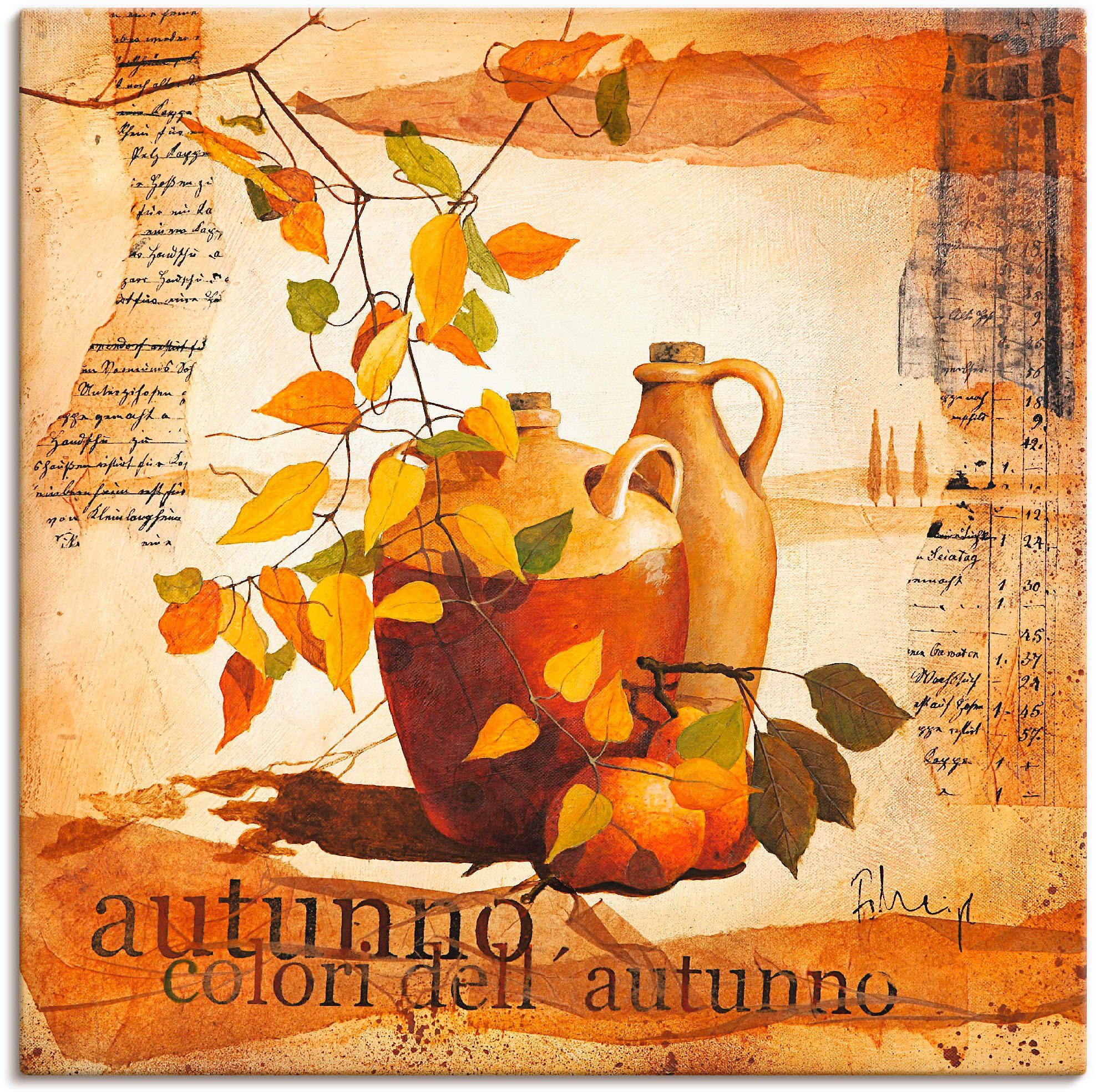 Artland Artprint Italiaanse herfstbladeren in vele afmetingen & productsoorten -artprint op linnen, poster, muursticker / wandfolie ook geschikt voor de badkamer (1 stuk)