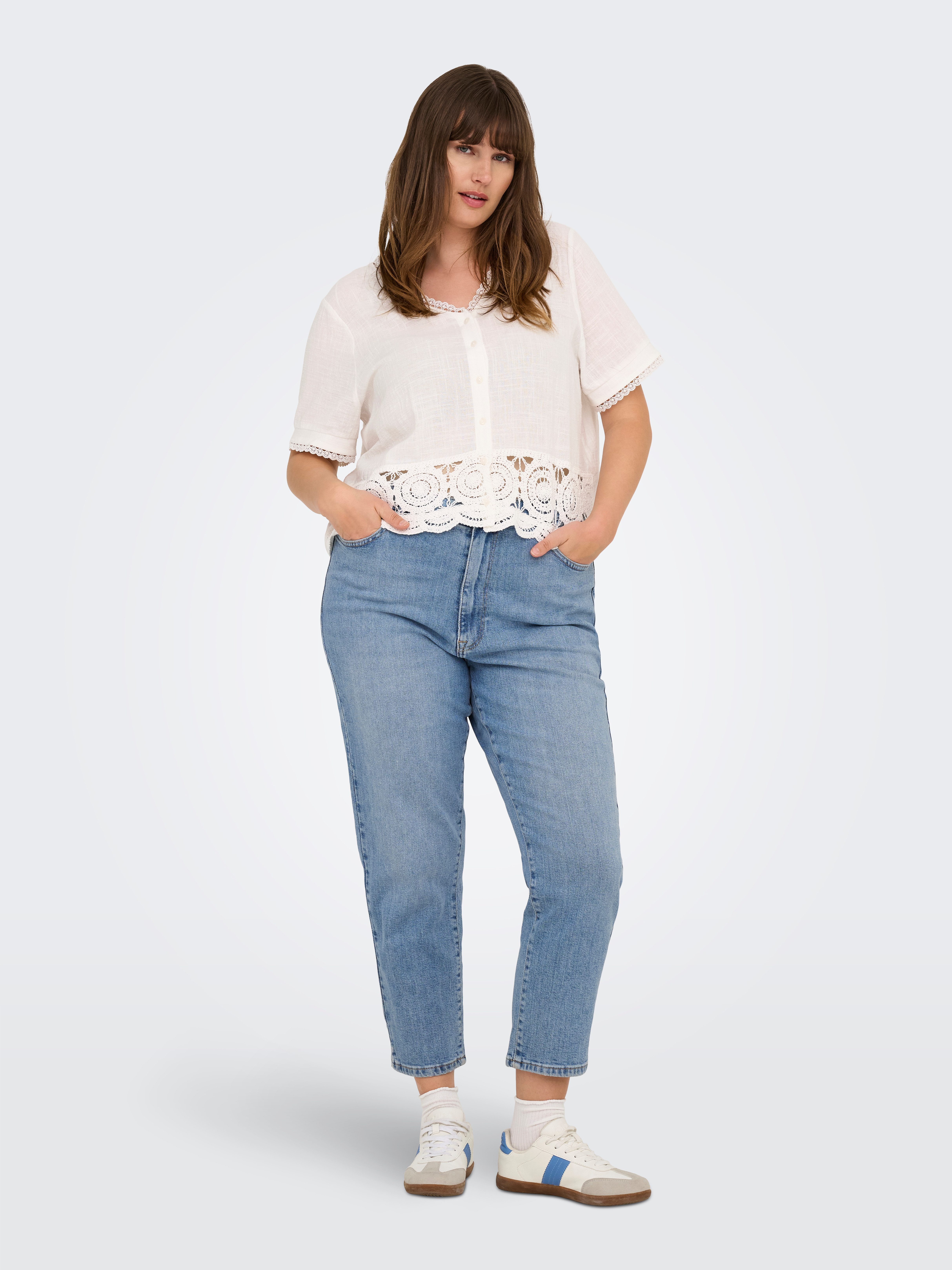 ONLY CARMAKOMA High-waist jeans CAREMILYSTRETCH HW STR ANK DNM CRO1 NOOS