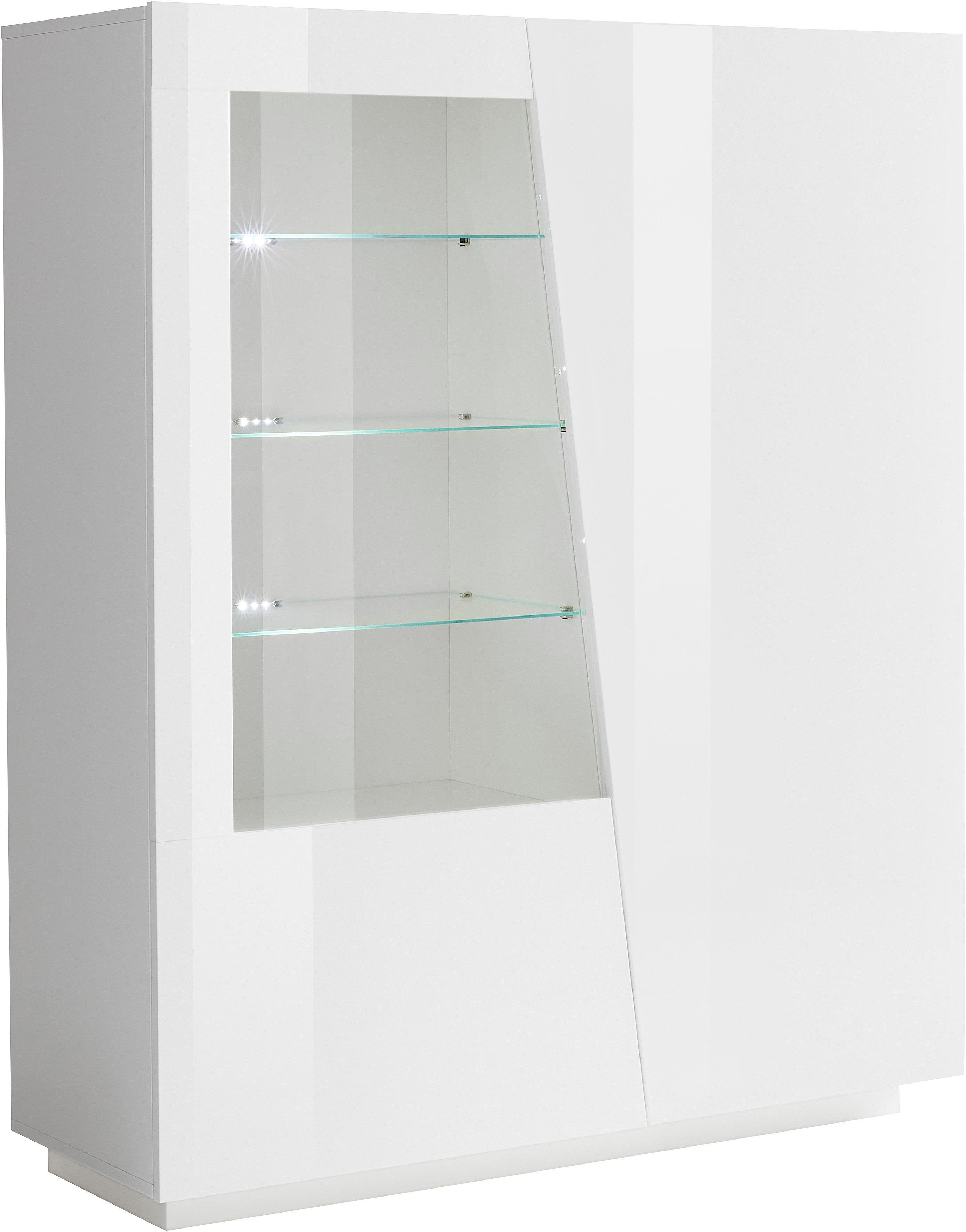 INOSIGN Highboard Vega, hoge kast, hoge kommode, kast met 2 deuren met glazen inzet, hoogte 146 cm