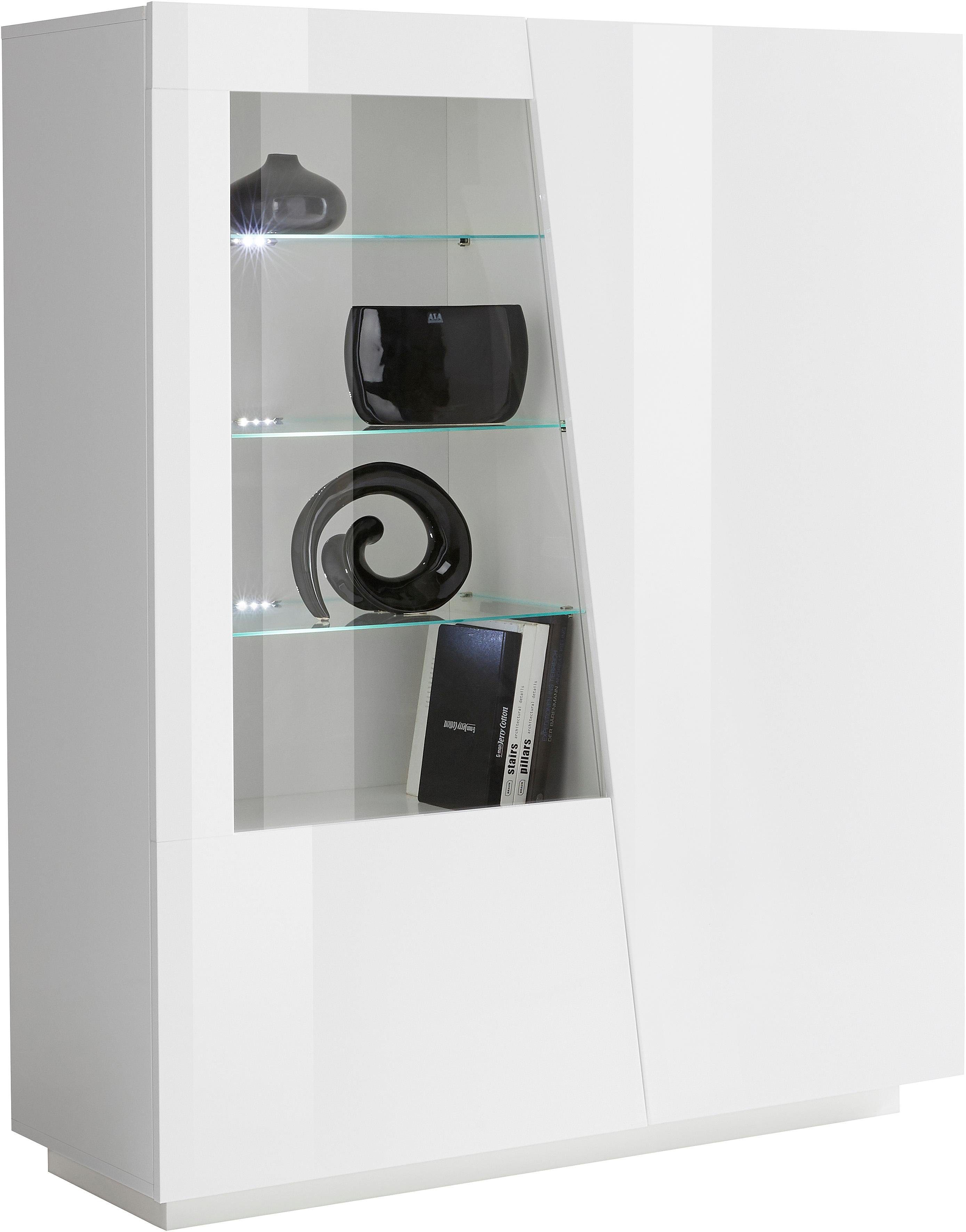 INOSIGN Highboard Vega, hoge kast, hoge kommode, kast met 2 deuren met glazen inzet, hoogte 146 cm