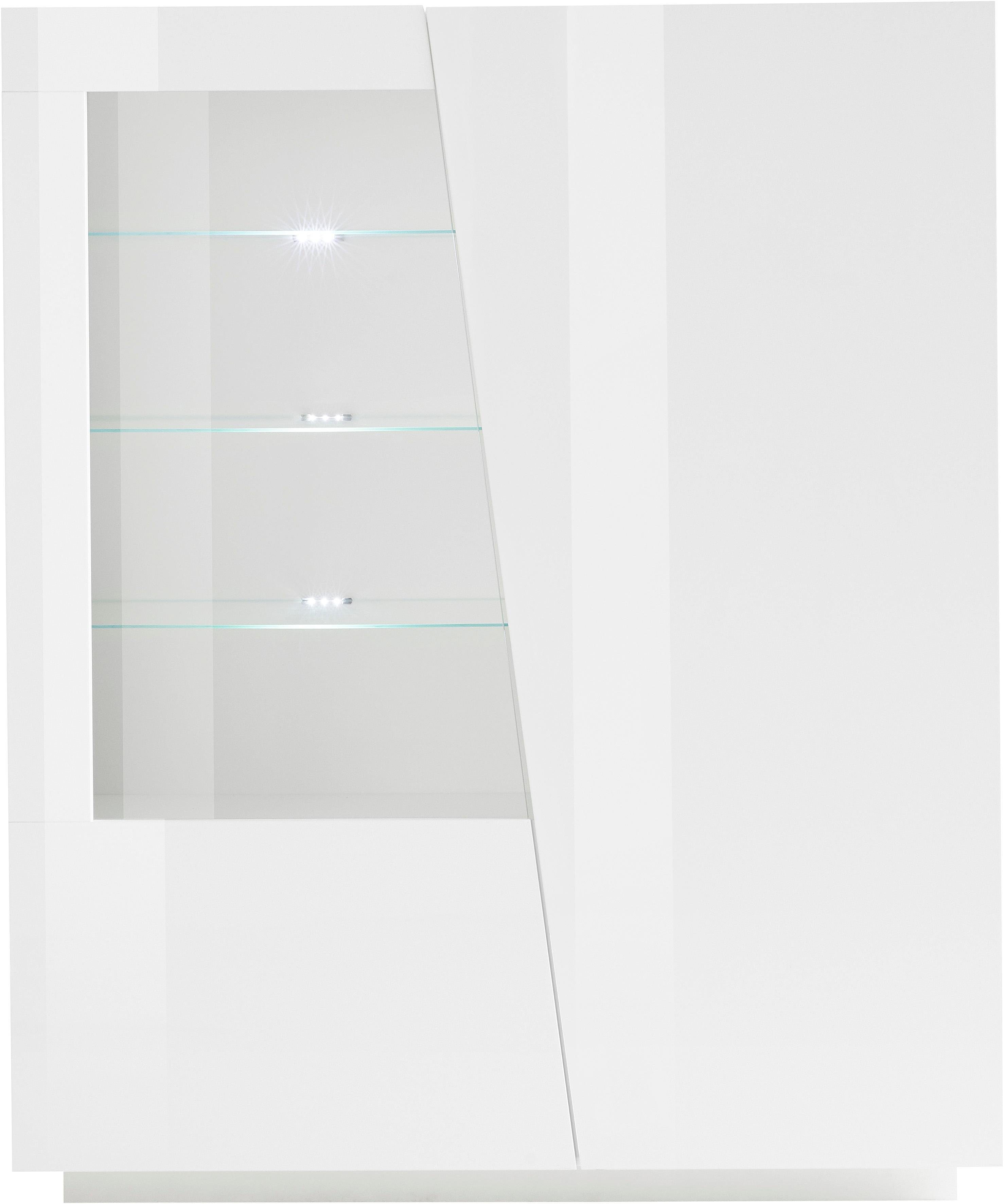 INOSIGN Highboard Vega, hoge kast, hoge kommode, kast met 2 deuren met glazen inzet, hoogte 146 cm