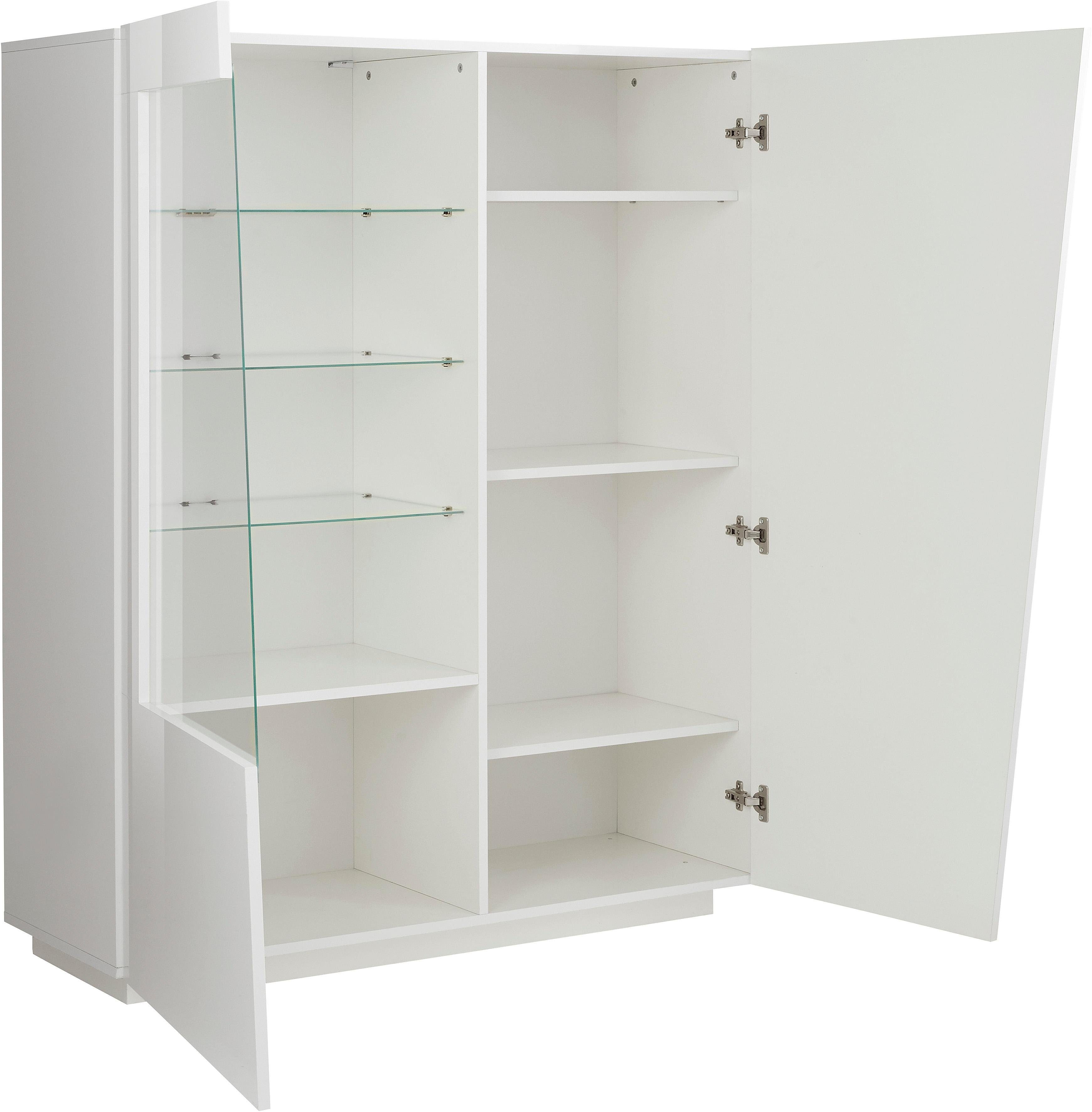 INOSIGN Highboard Vega, hoge kast, hoge kommode, kast met 2 deuren met glazen inzet, hoogte 146 cm