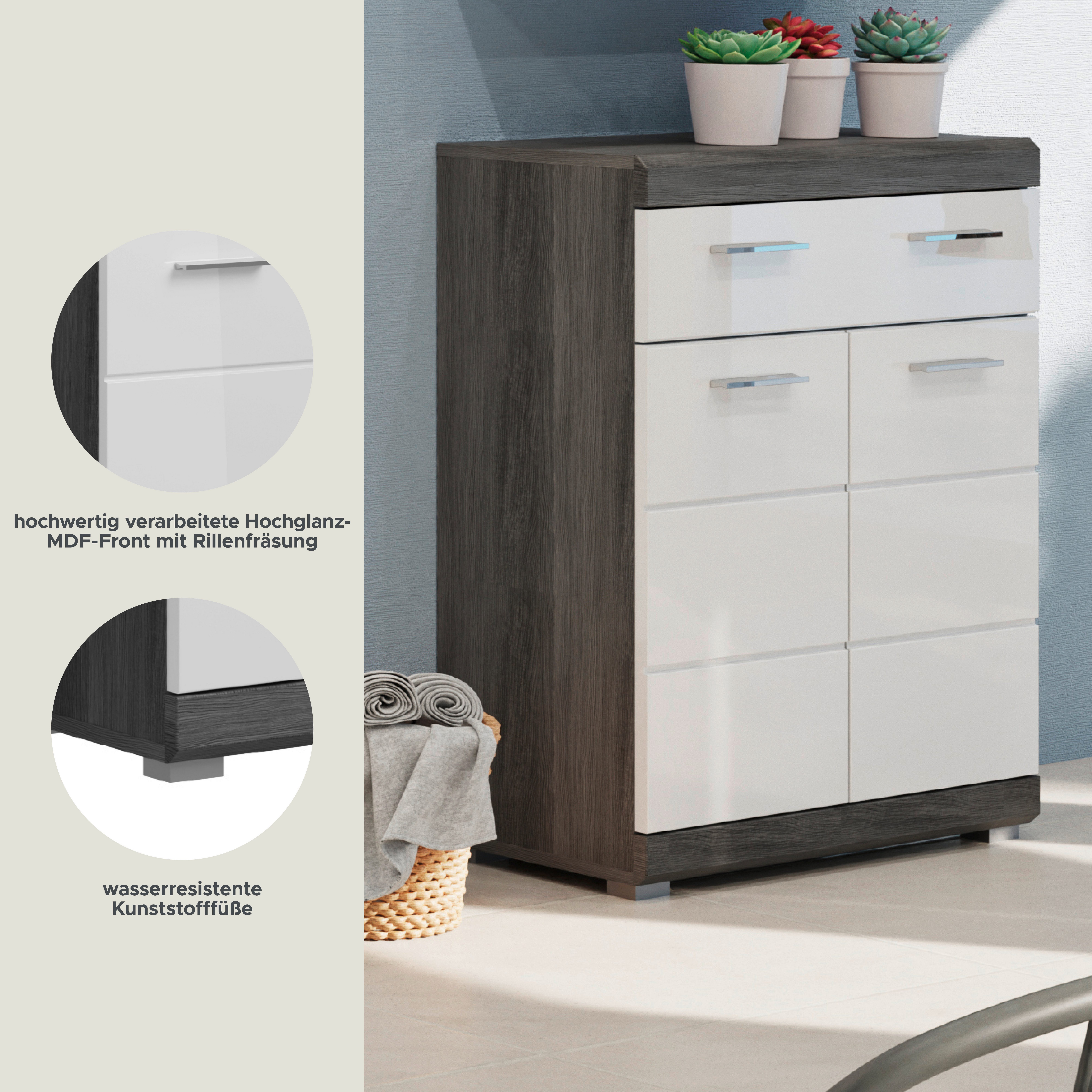 INOSIGN Onderkast Siena, breedte 74 cm, 2 deuren, 1 lade, 2 vakken, MDF-front in verschillende kleuren verkrijgbaar, badkamermeubels, badkamerkast, commode, badkamer