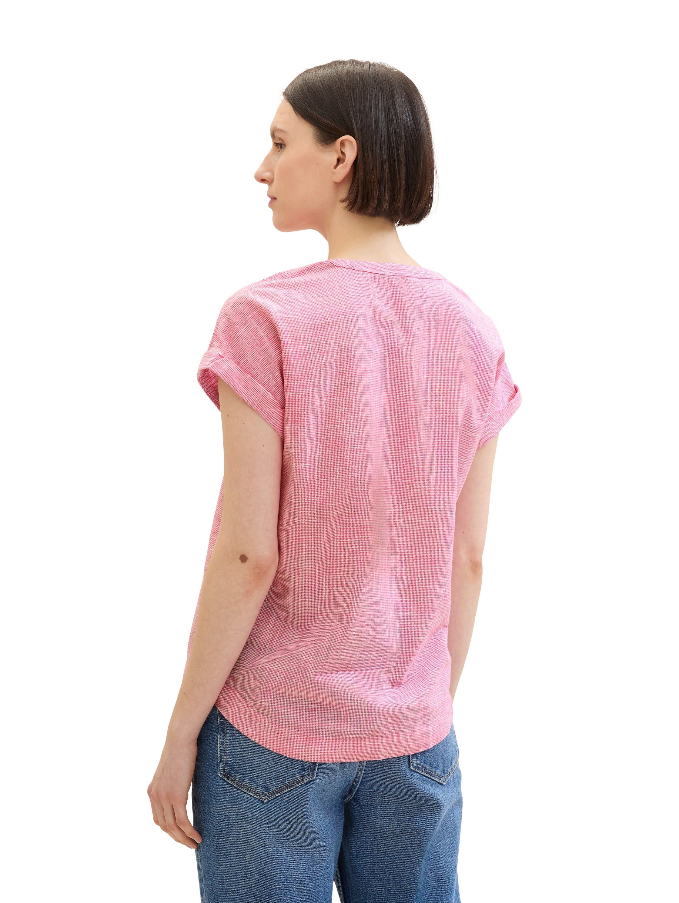 Tom Tailor Blouse zonder sluiting Korte mouw met geweven structuur en V-halslijn