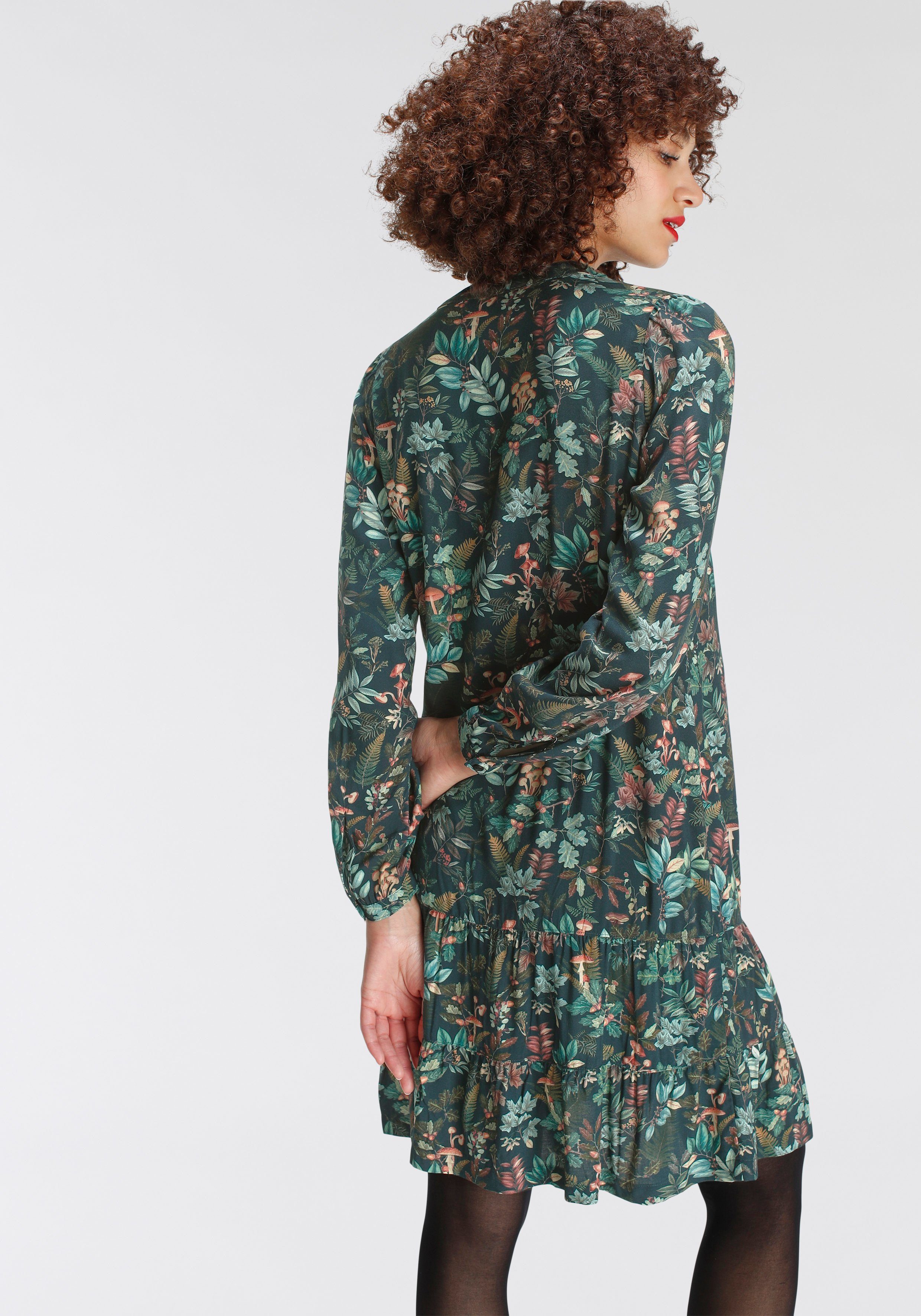 AJC Jurk met overhemdkraag knie-vrij, elegant, van viscose, lange mouwen, met 1-knop-manchetten