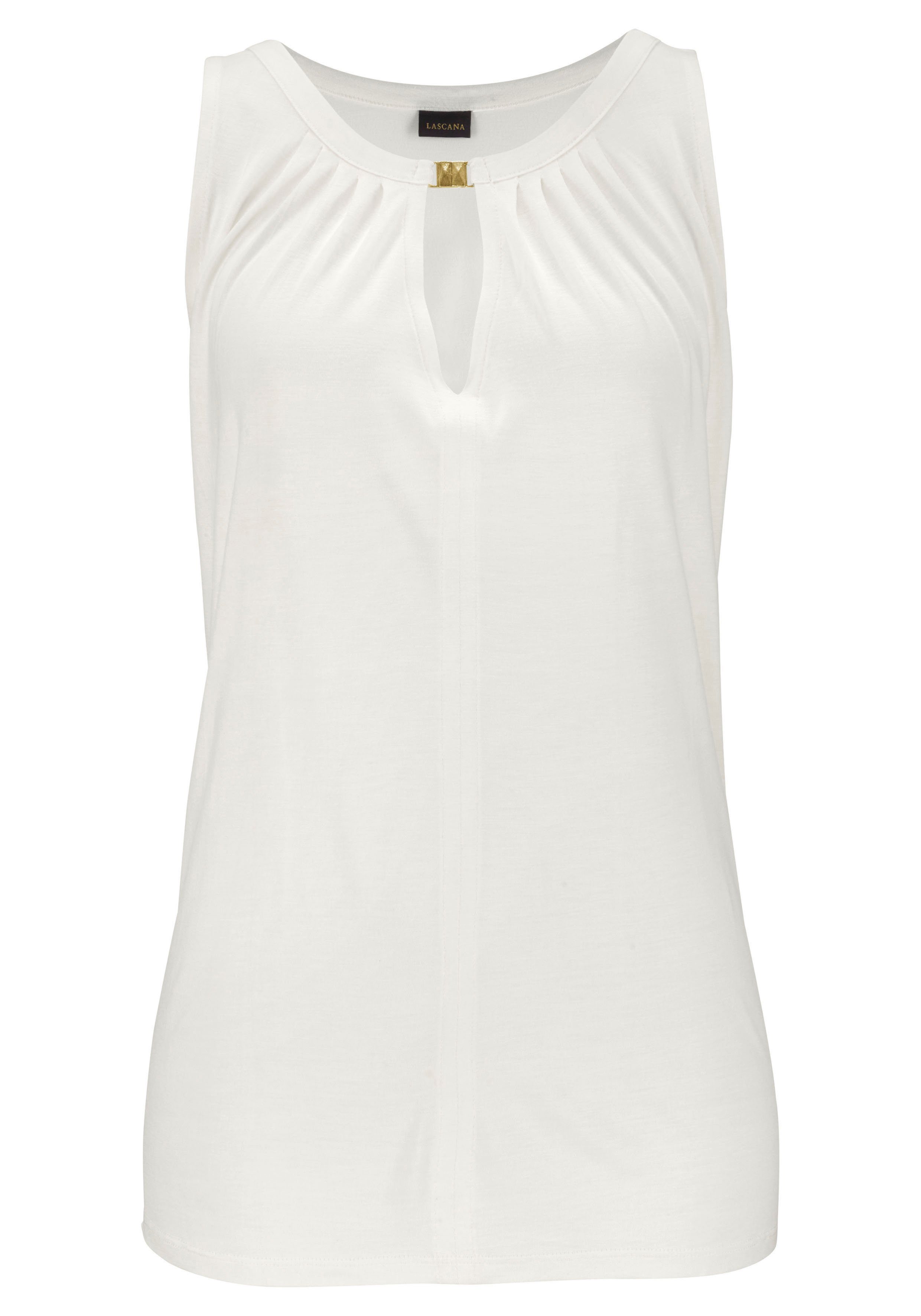 Lascana Tanktop met decoratief accessoire, casual blusentop, elegant