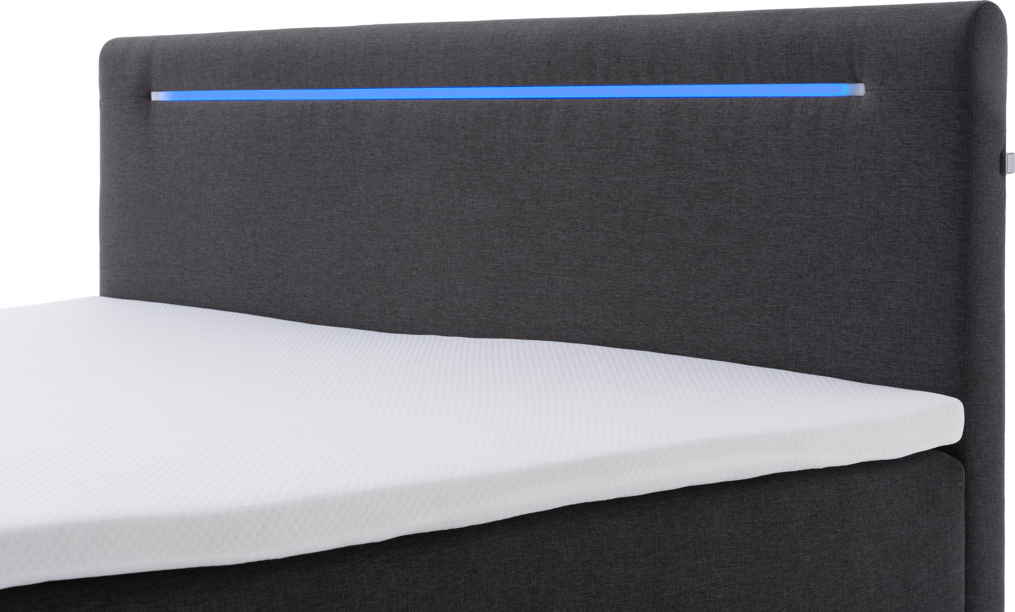 meise.möbel Boxspring Las Vegas 2 inclusief ledverlichting in het hoofdbord, met bedkist en topmatras