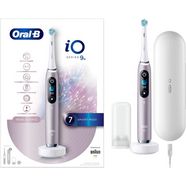 oral b elektrische tandenborstel io series 9n met magneet-technologie, zachte micro-vibraties, 7 poetsprogramma's  kleurendisplay, la-reisetui roze