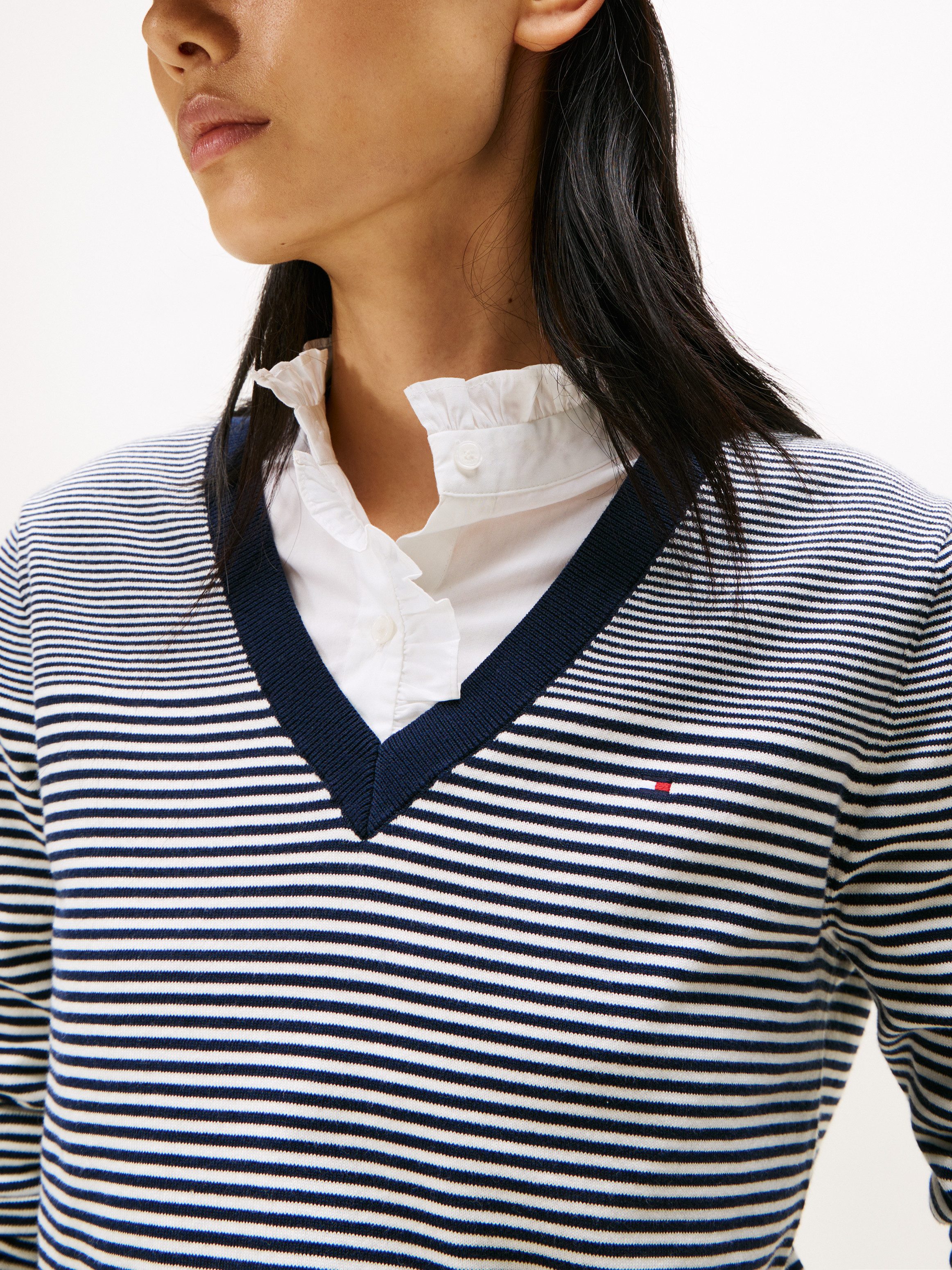Tommy Hilfiger Trui met V-hals CO JERSEY STITCH V-NK SWEATER met V-hals en rib