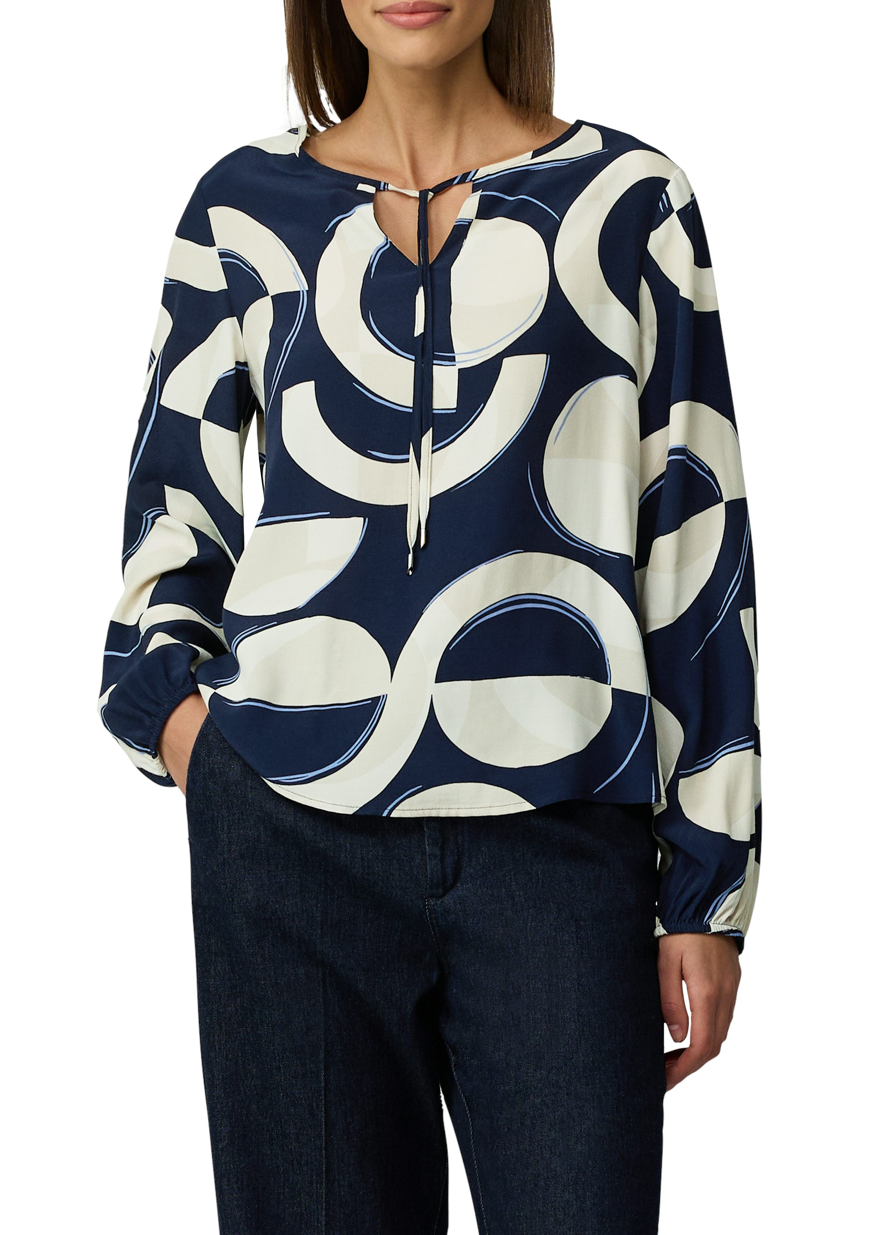 s.Oliver BLACK LABEL Blouse met lange mouwen met print all-over dames blouses maat 40 blauw