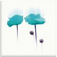 artland print op glas bloem abstract (1 stuk) blauw