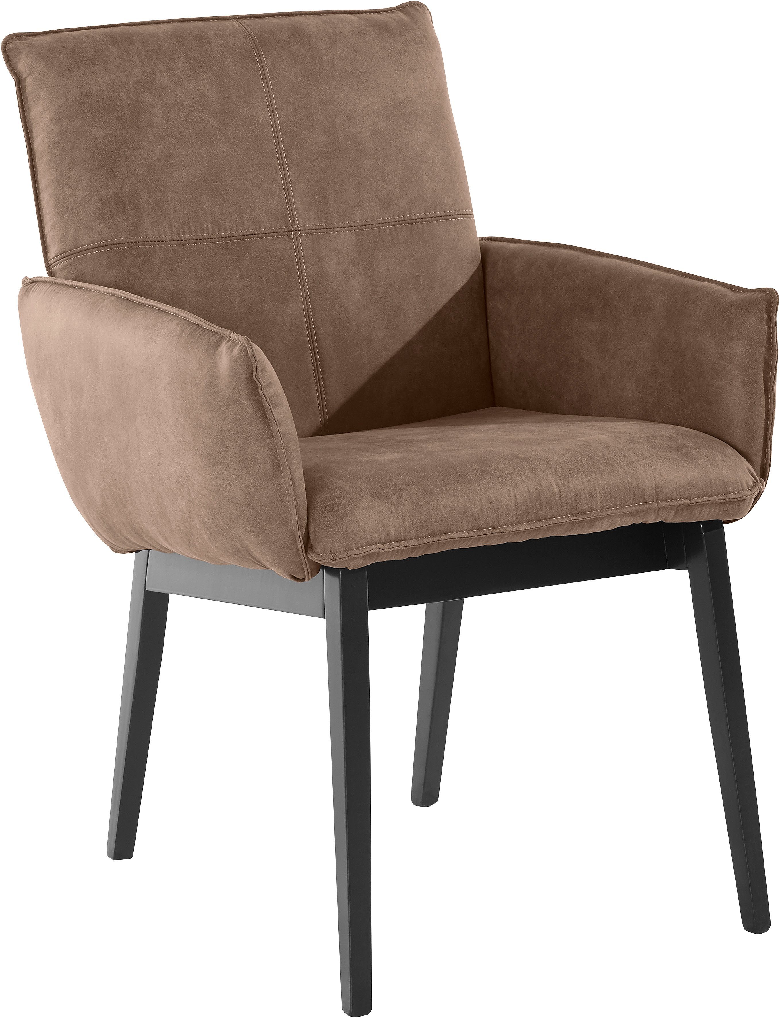 Home affaire Stoel met armleuningen Model 6 Bekleding van microvezel of leer, frame is beuken in zwart gelakt (2 stuks)