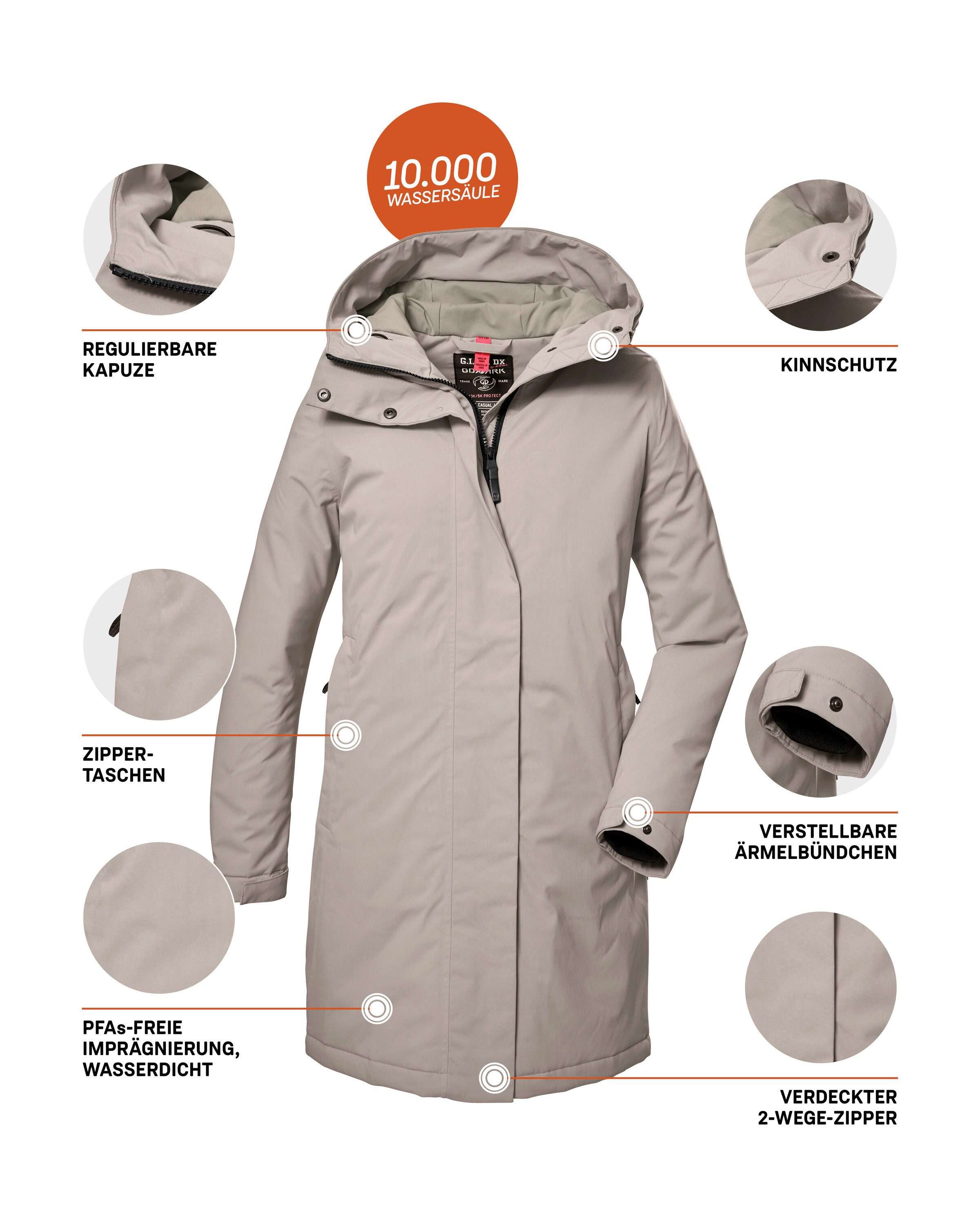 G.I.G.A. DX by killtec Parka GW 73 WMN PRK Waterdichte ademende damesparka duurzaam geïmpregneerd
