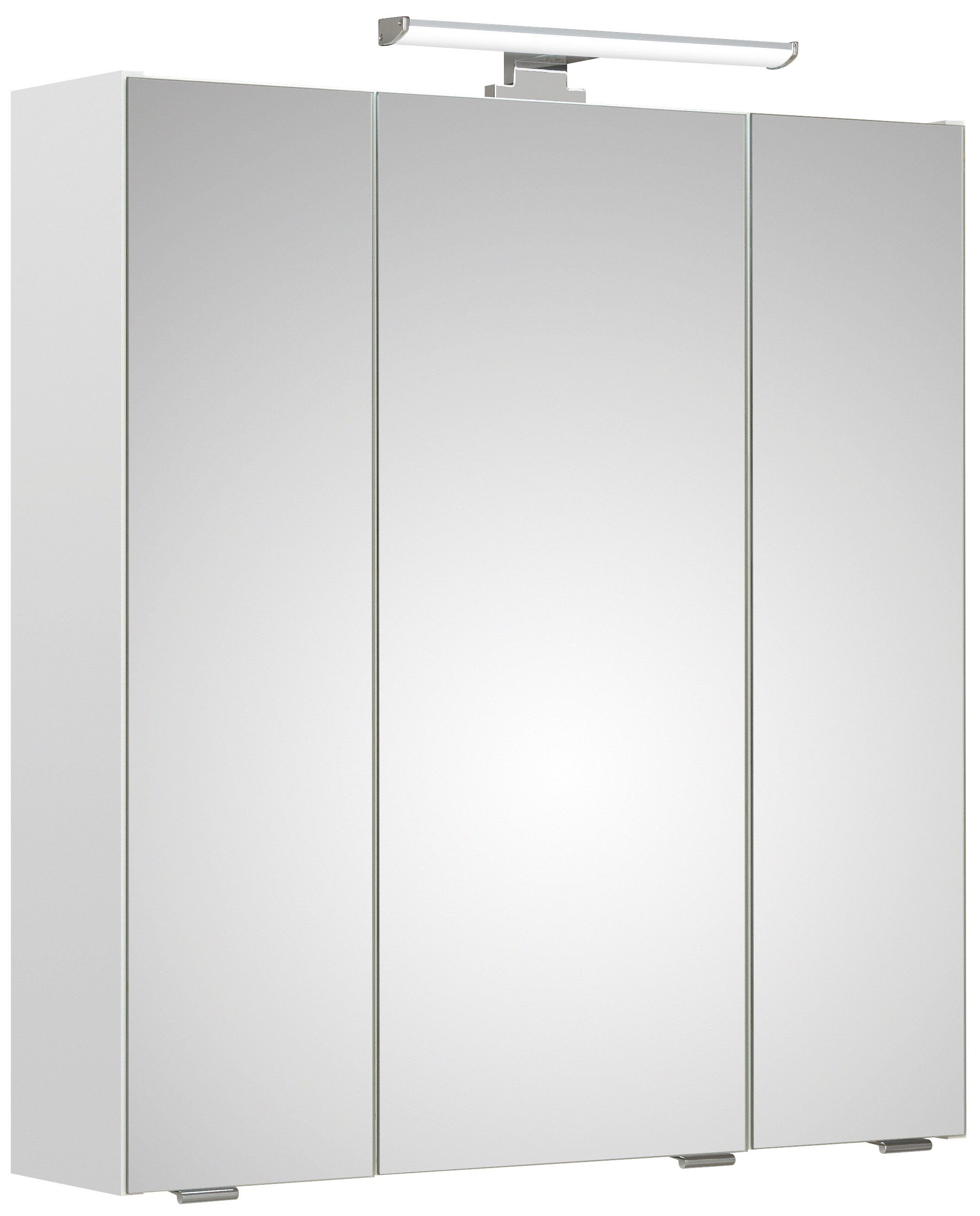 PELIPAL Spiegelkast Quickset Breedte 65 cm, 3-deurs, ledverlichting, schakelaar/contactdoos, deurdemper
