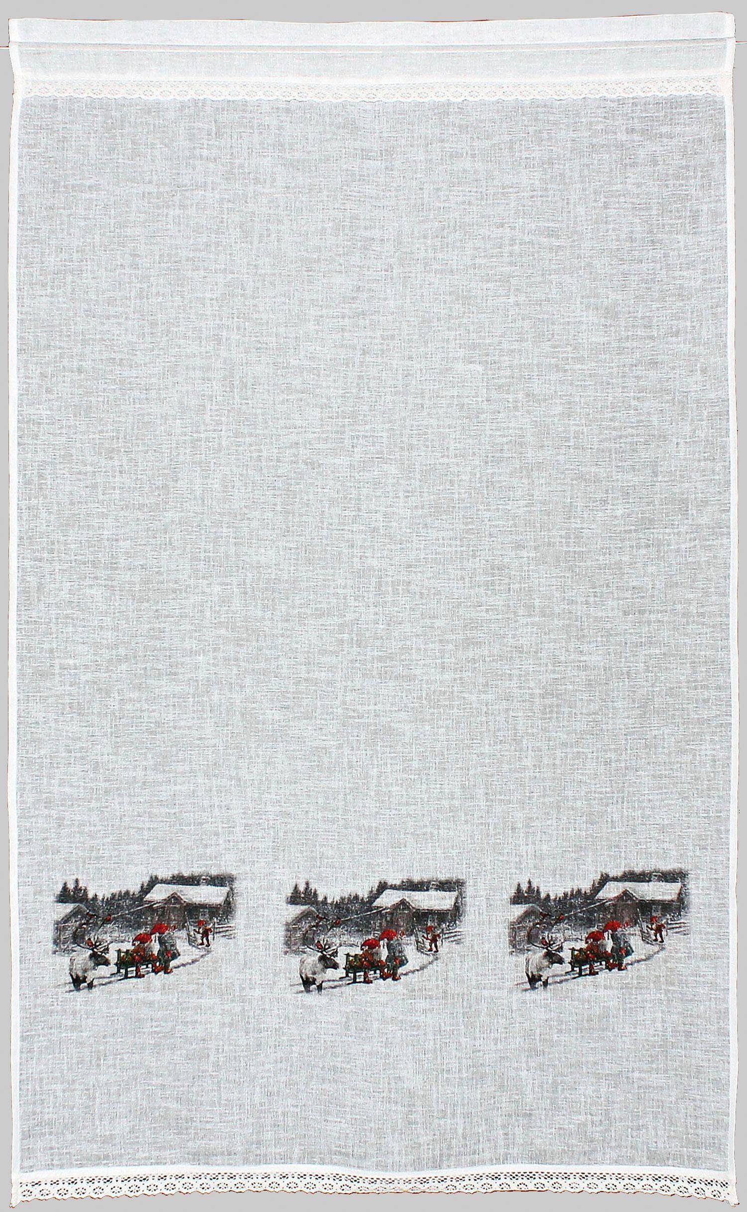 Hossner Gordijn Wintersprookje Landelijke look (1 stuk) kant & klaar gordijnen maat 90 cm x 240 cm beige