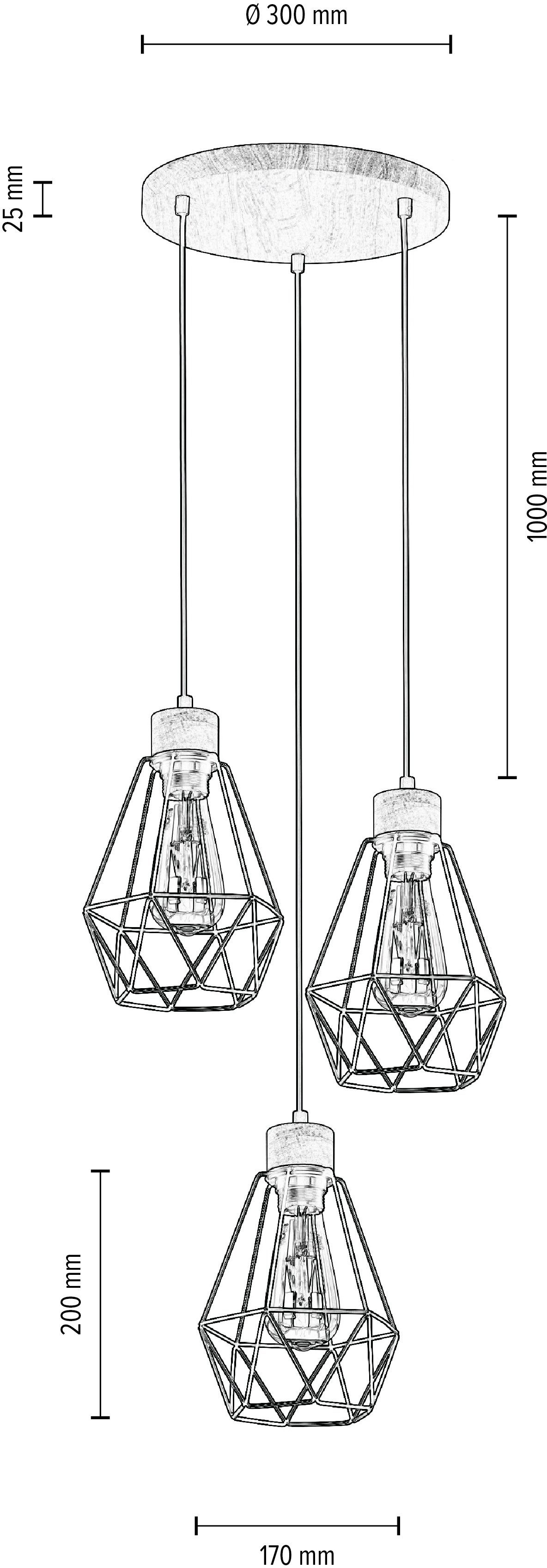 Home affaire Hanglamp Devonhill van massief eikenhout met metalen kap, natuurproduct, gemaakt in europa