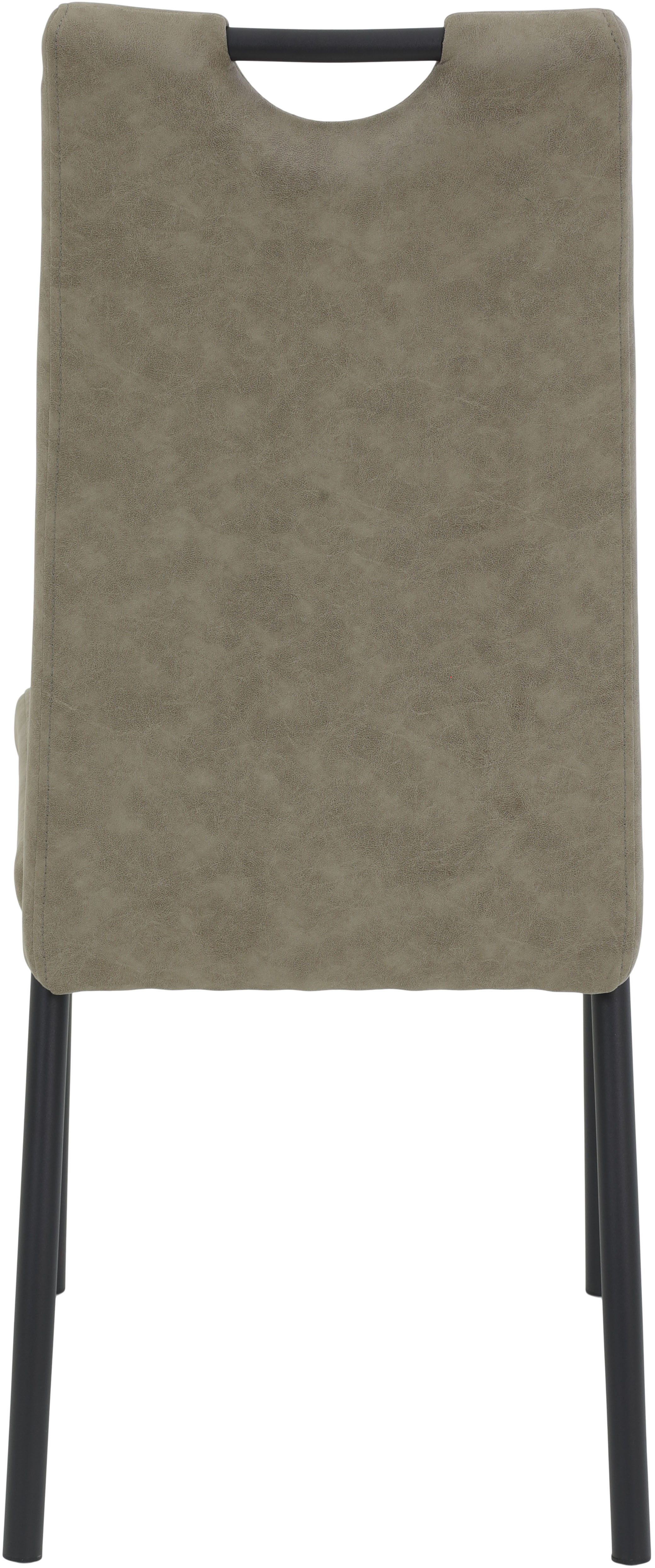 HELA Stoel met 4 poten PETRA Vierpotenstoel, vintage look, met handvat, rond buisframe (set)