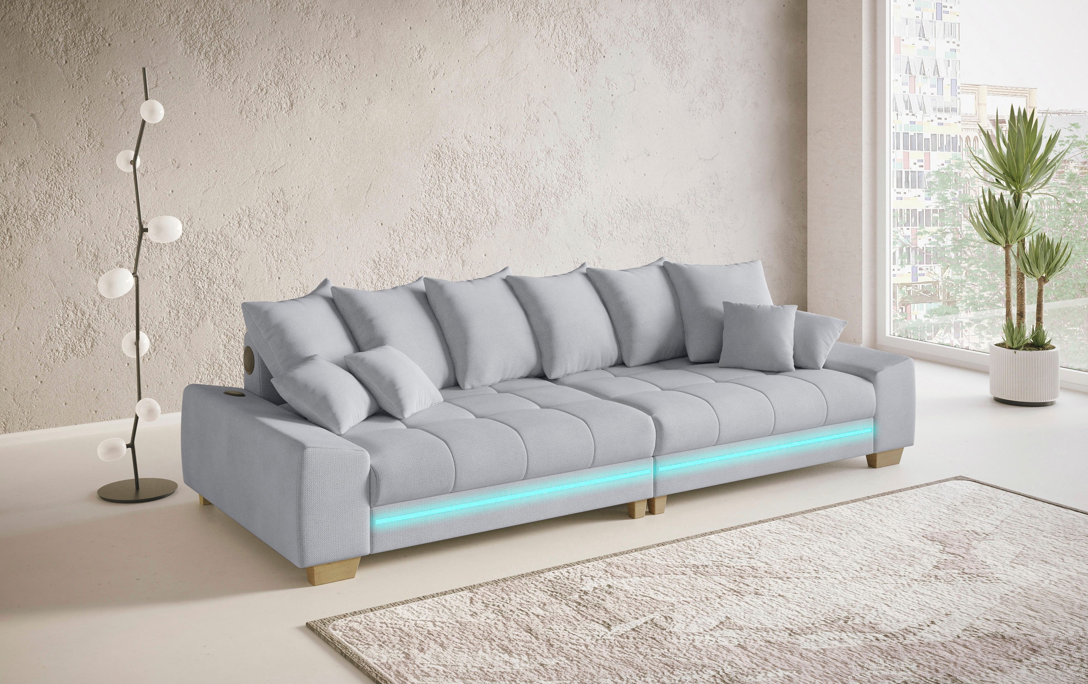 Mr. Couch Megabank Nikita II RGB-LED, Bluetooth-geluidssysteem, optioneel met koudschuim