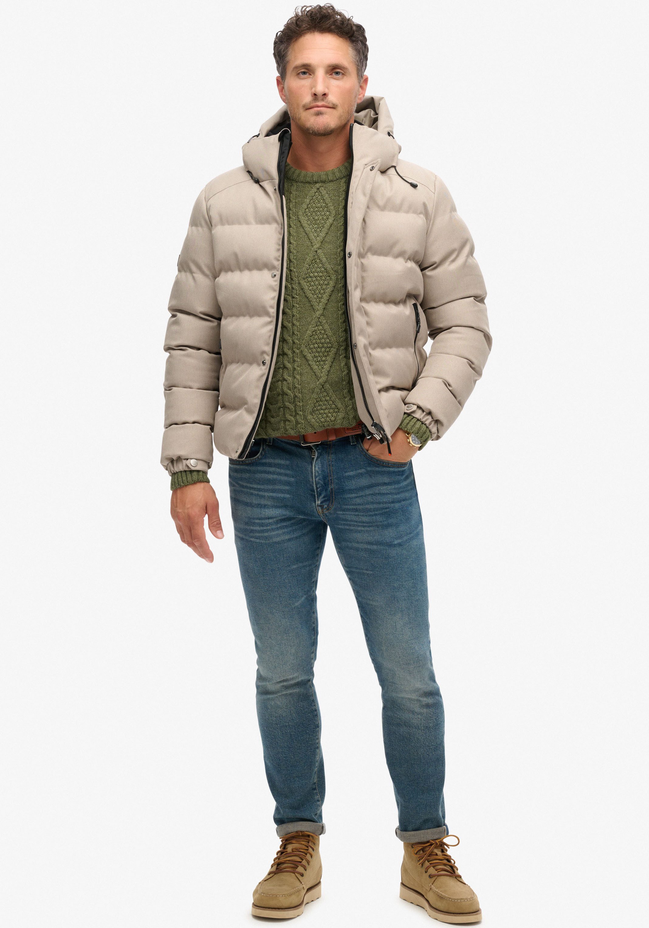 Superdry Gewatteerde jas HOODED TWEED SPORTS PUFFER JKT