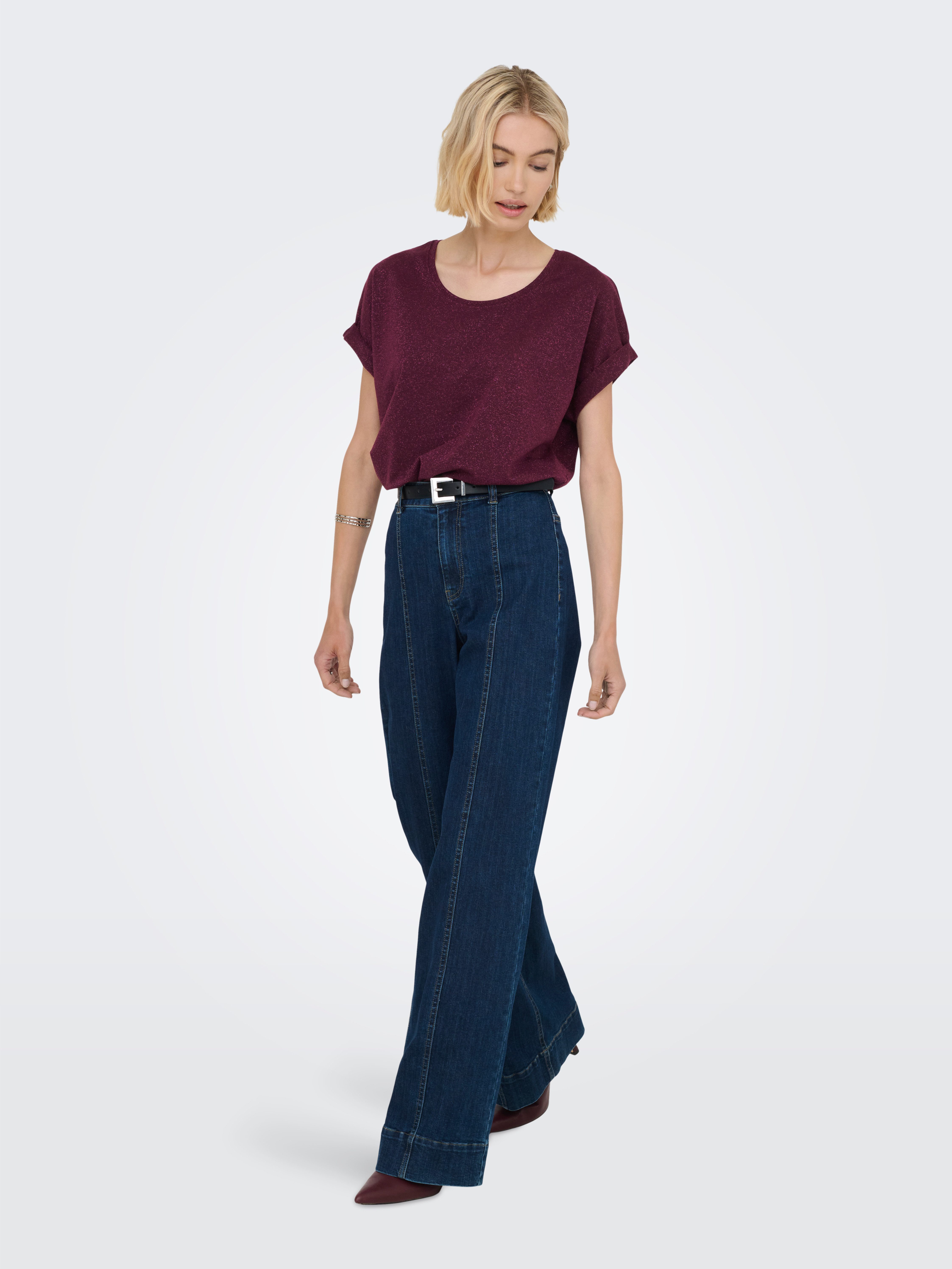Only Shirt met korte mouwen ONLMOSTER GLITTER S/S TOP NOOS JRS