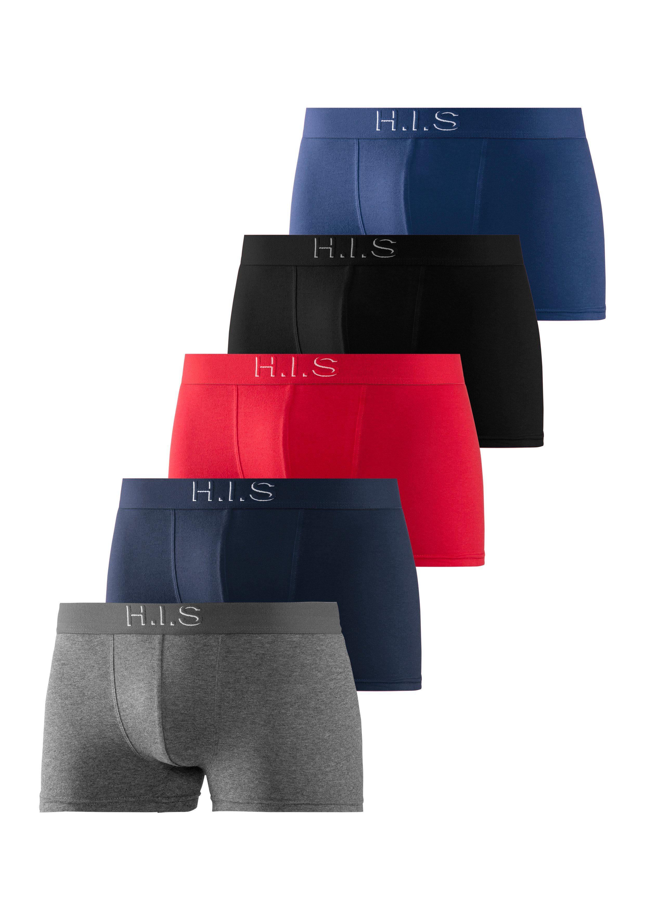 H.I.S Boxershort voor heren Logoweefband met 3D-effect (set, 5 stuks)
