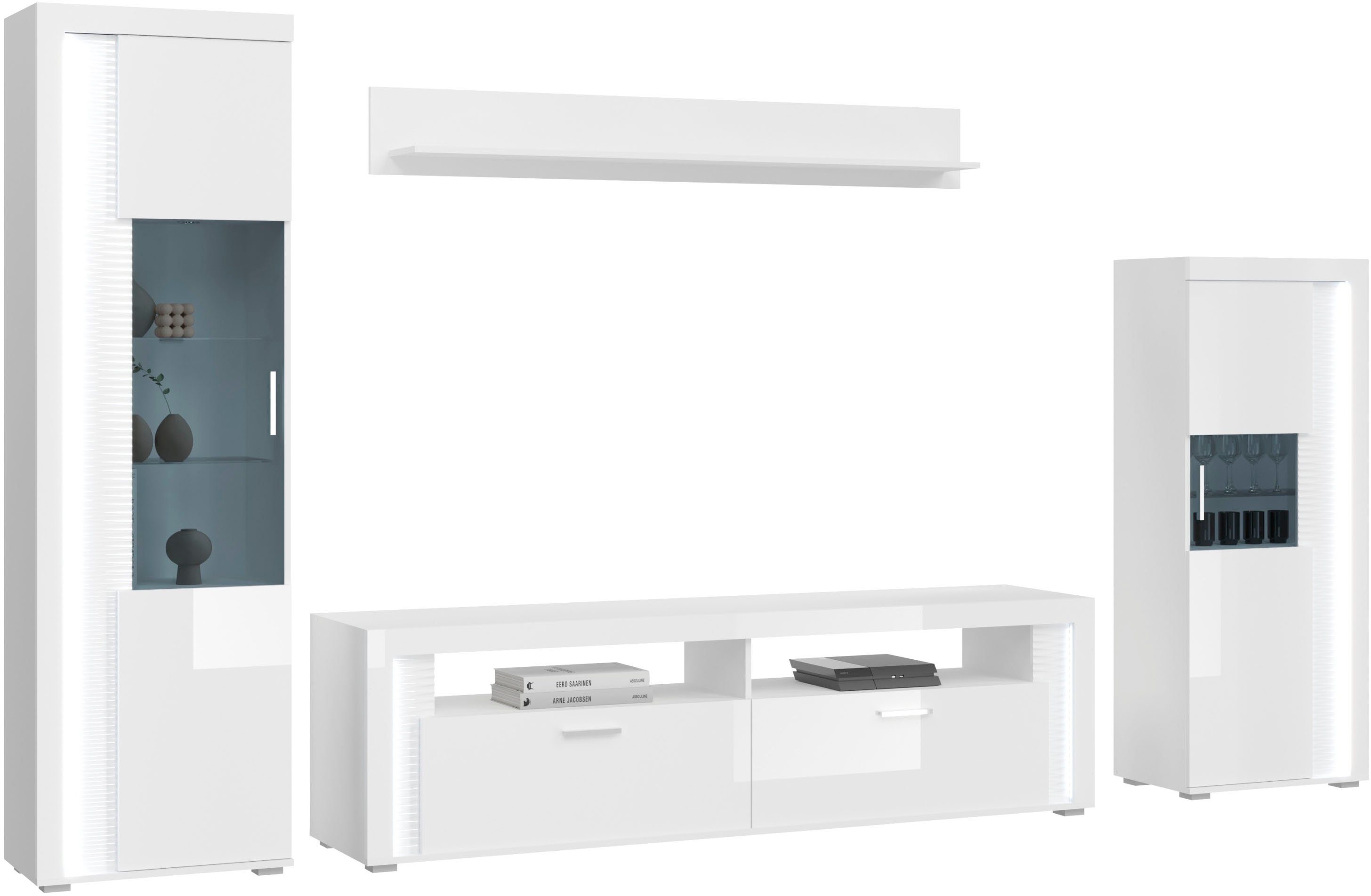 INOSIGN Wandmeubel Viborg, 4-delig Set, inclusief verticale frontverlichting, bestaande uit: (4-delig)