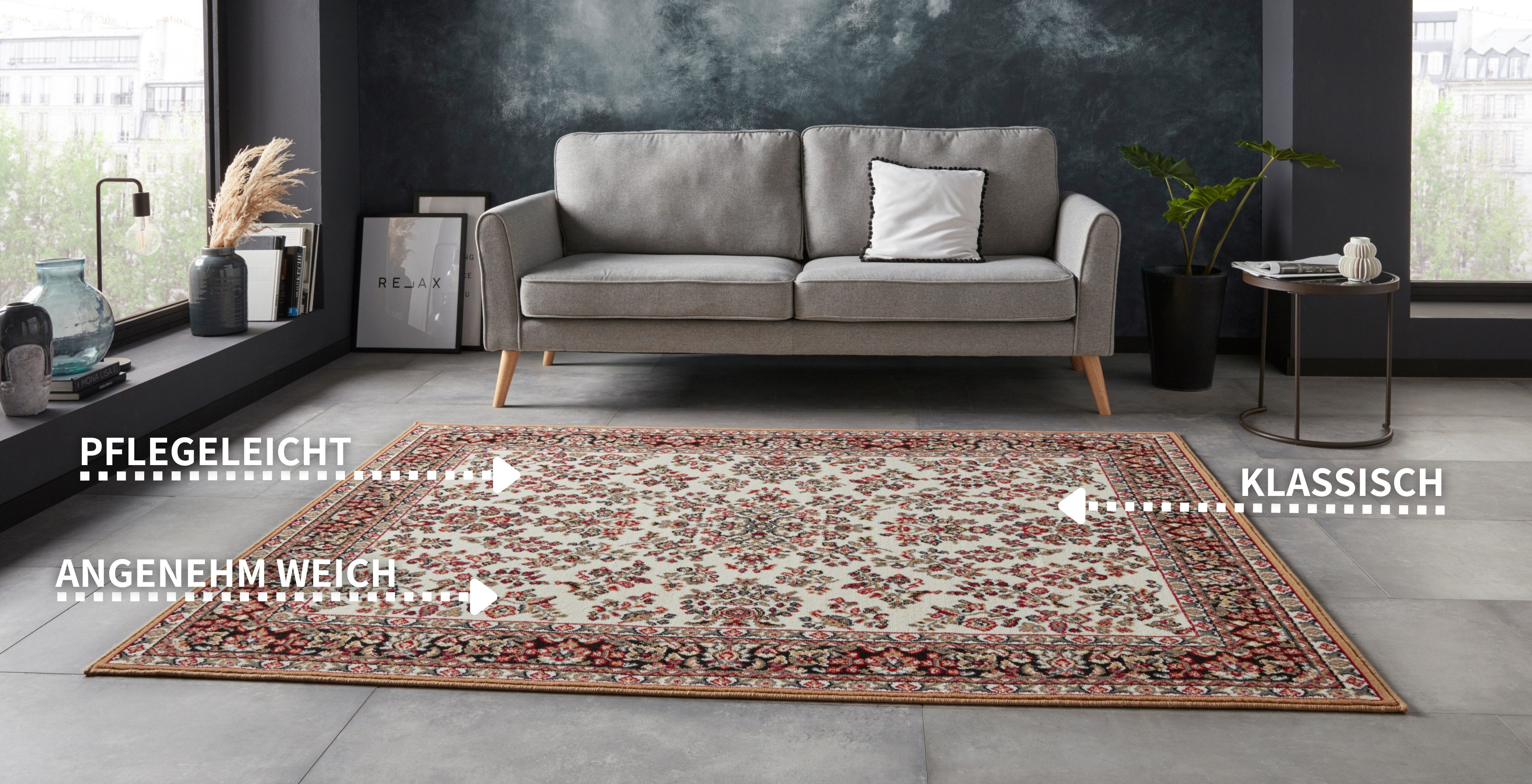 my home Vloerkleed Halton Kortpolig, orient-look, met bies, loper, onderhoudsvriendelijk, geketteld