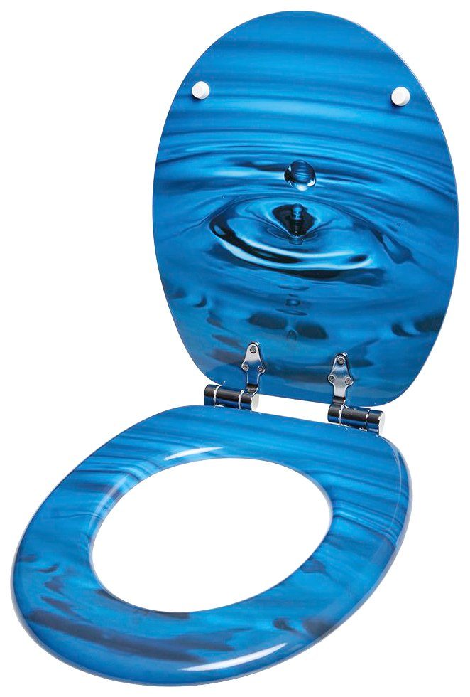 Sanilo Set badkameraccessoires Waterdruppels bestaand uit toiletzitting, badmat en wastafelplug (complete set, 3-delig)