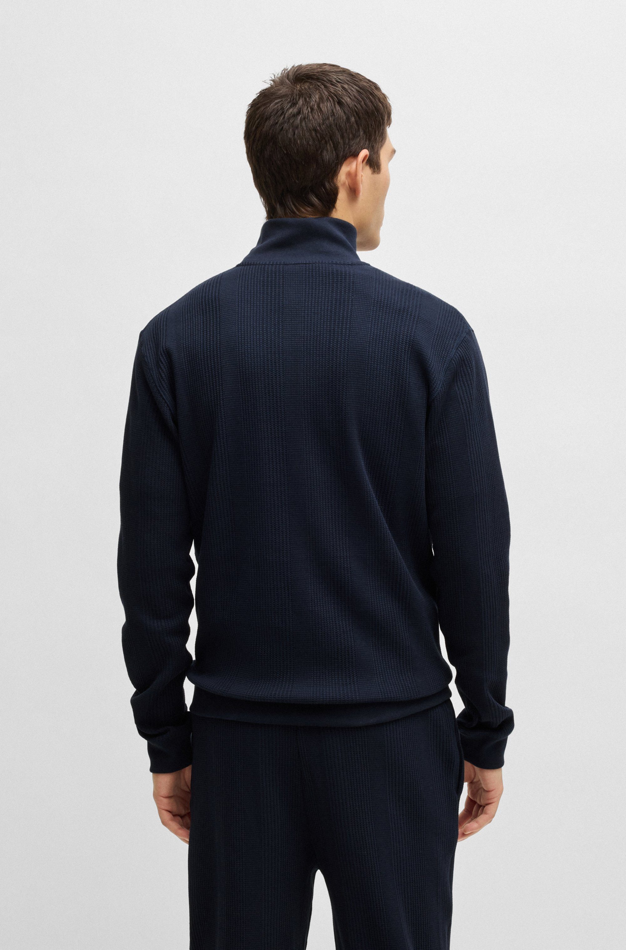 BOSS Sweatshirt Structure 1/4 Zip met een fijne structuur