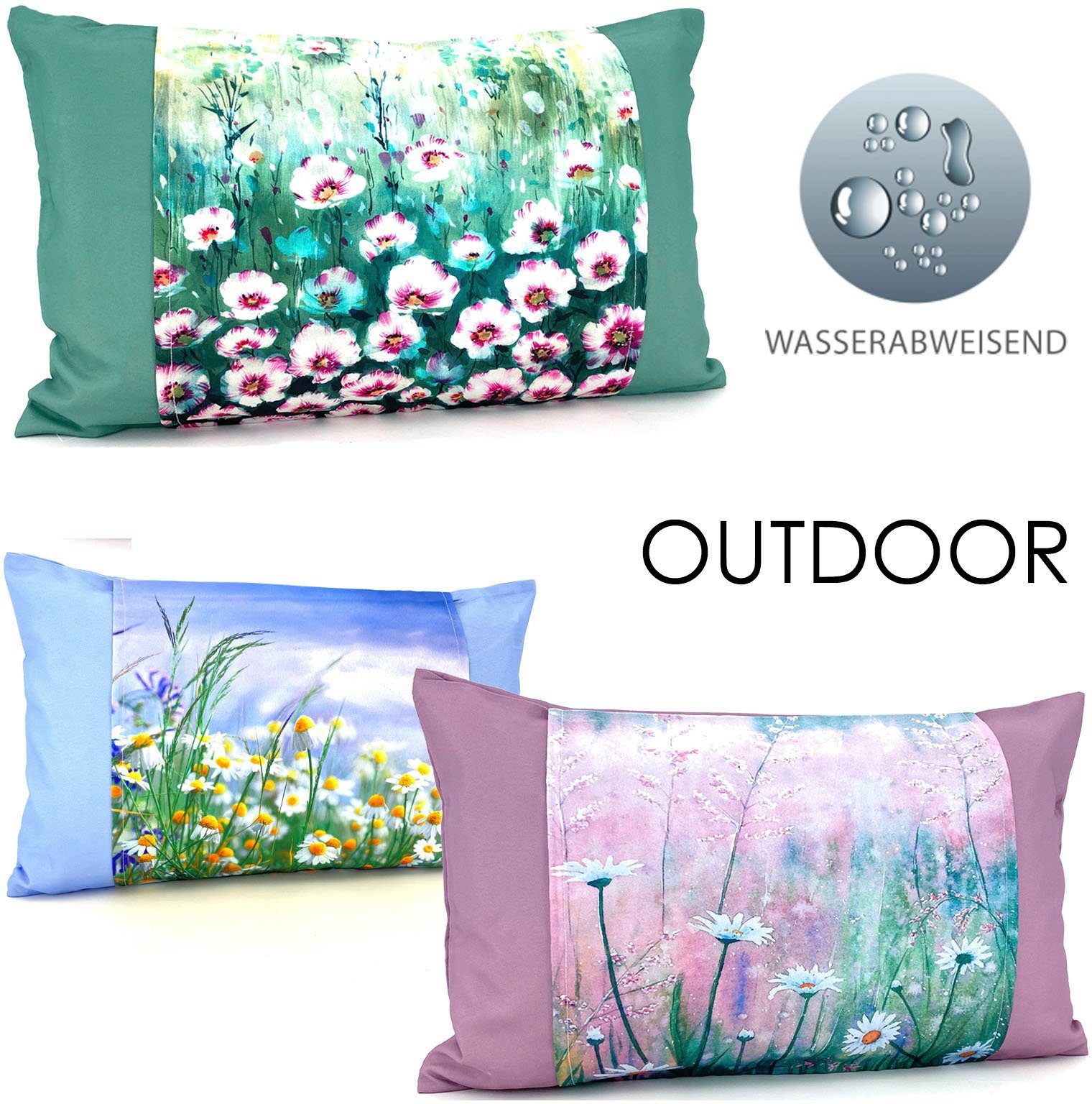Weckbrodt Kussenhoes Bloemenweide Lotus-effect, tuin, bloemen, kussen (1 stuk)