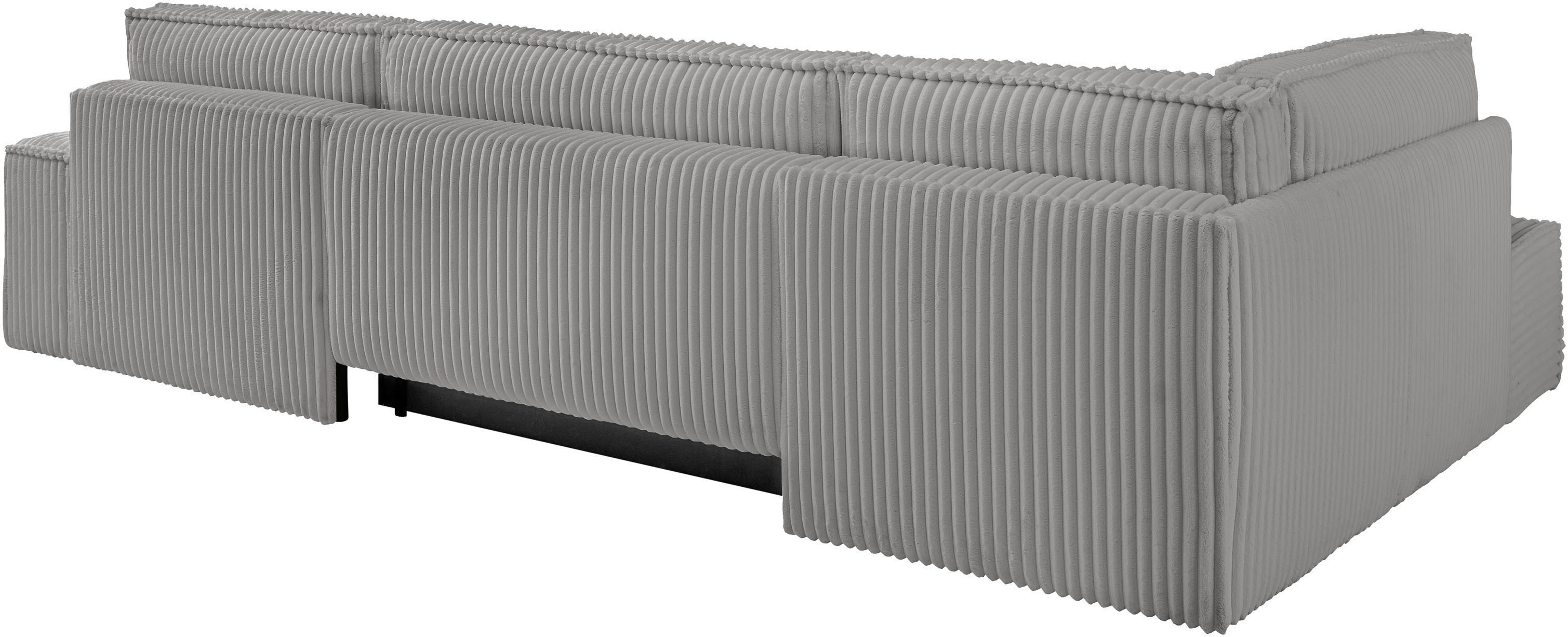 andas Zithoek FINNLEY U-model XXL 329 cm, bedbank, slaapfunctie m. bedkist
