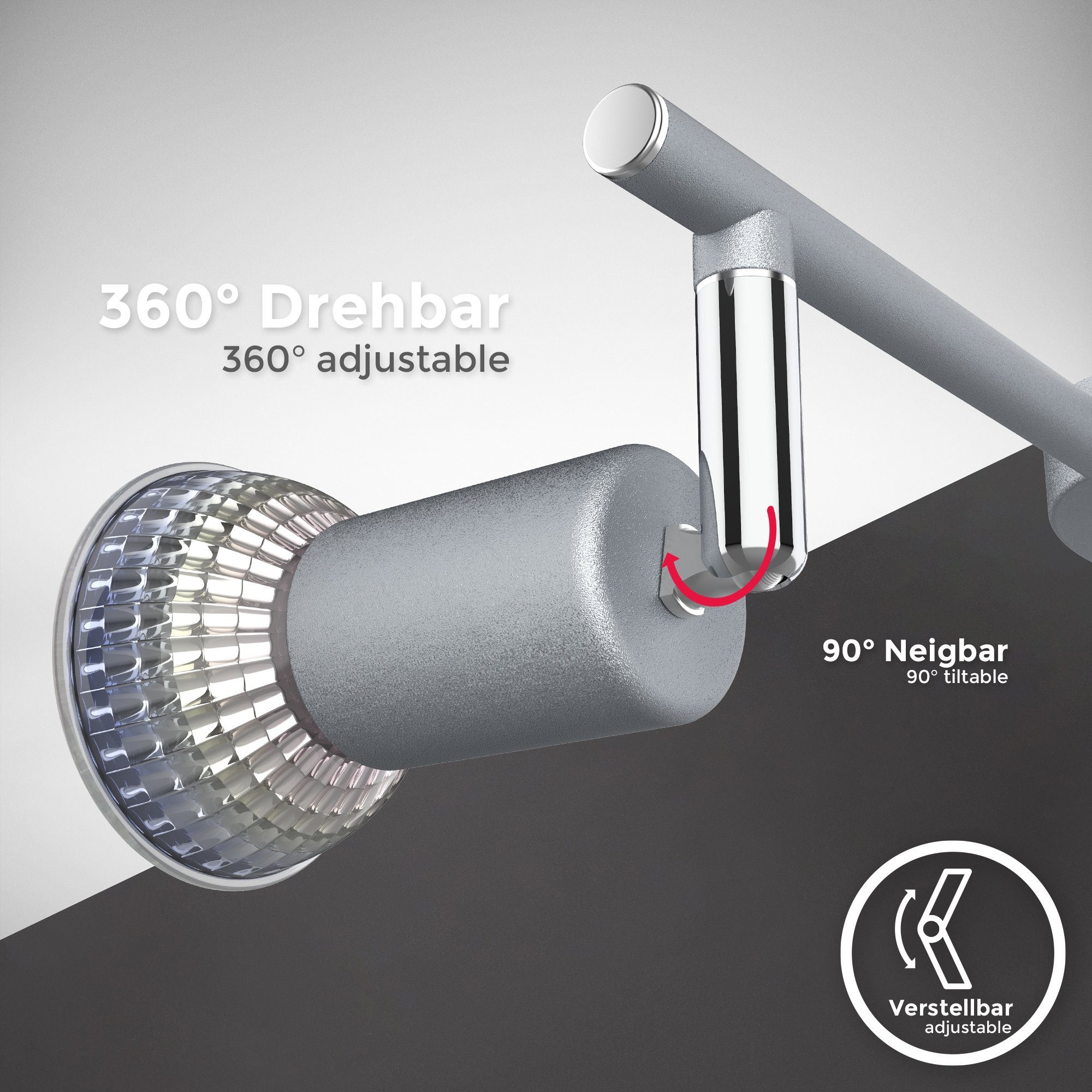 B.K.Licht Plafondlamp 3-vlamige led plafondspot, draaibaar, ip20, neutraalwit