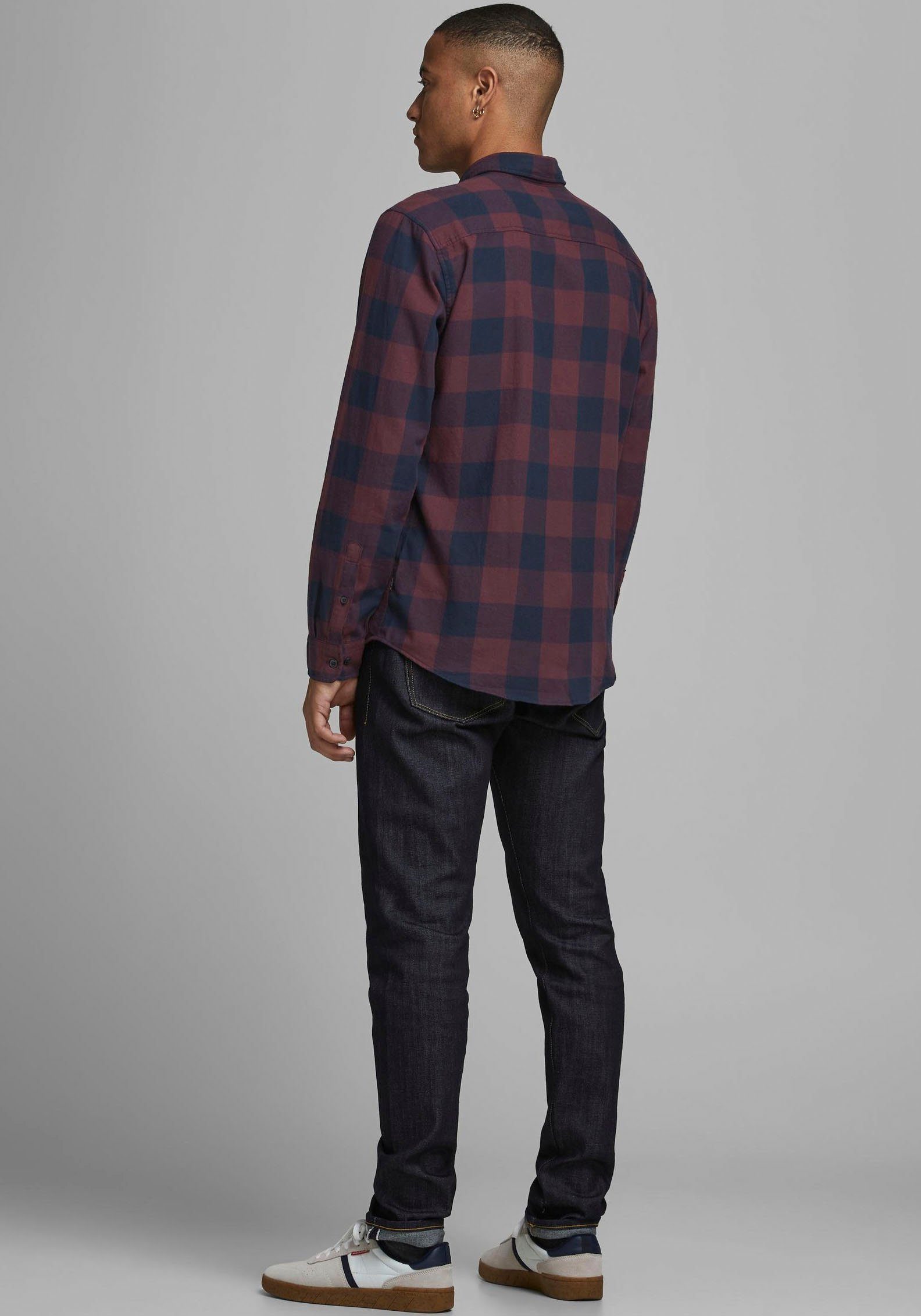 Jack & Jones Geruit overhemd JJ JJEGINGHAM TWILL SHIRT L/