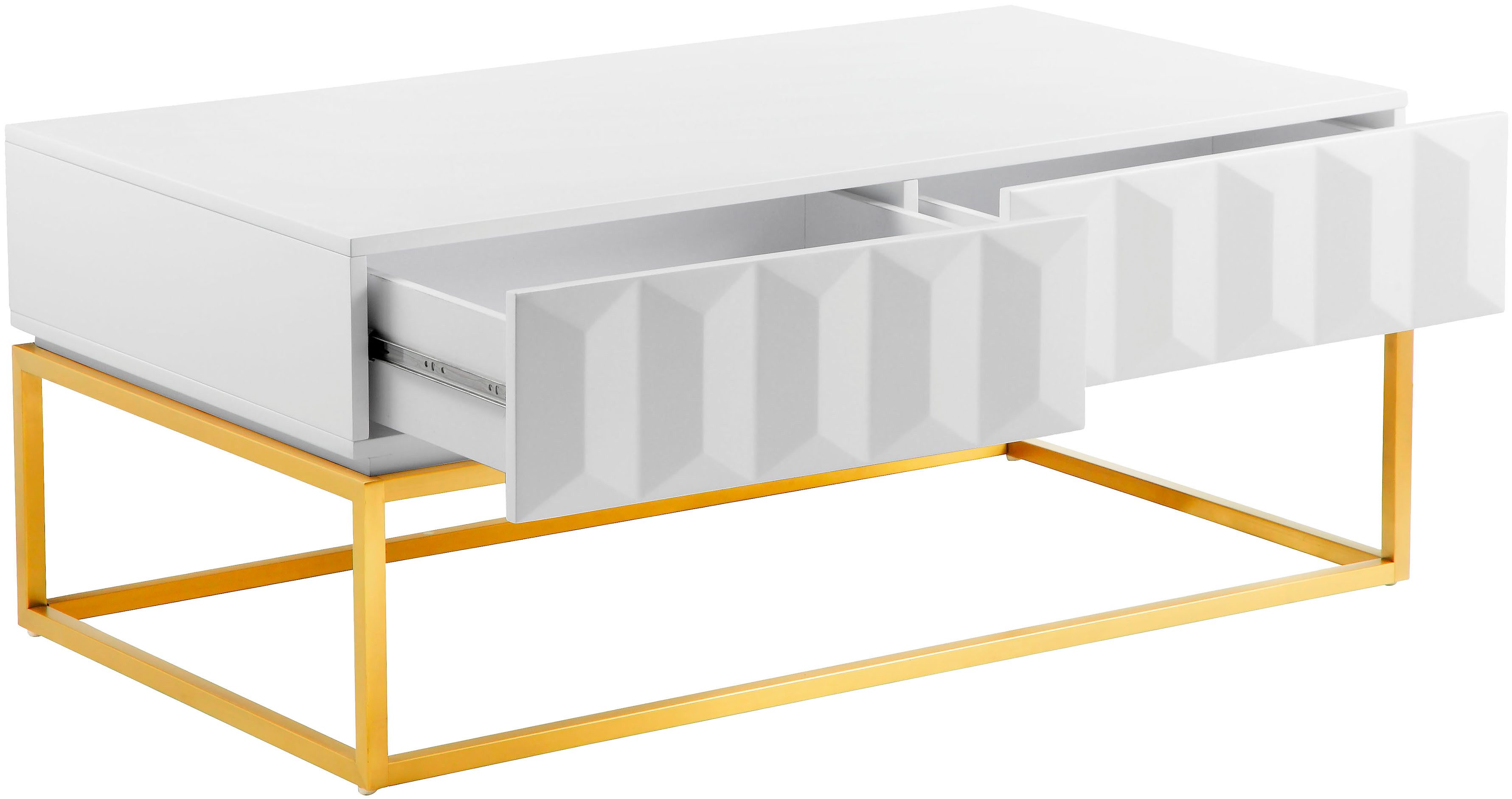 Leonique Salontafel Alais in 3d-look, met twee laden en goudkleurig metalen frame