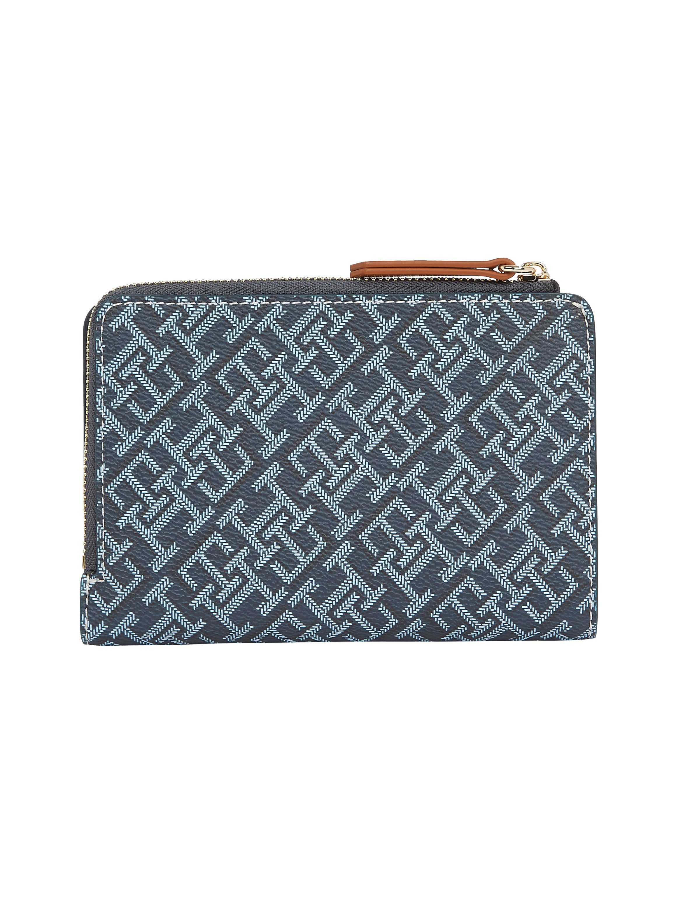 Tommy Hilfiger Portemonnee TH MONOPLAY LEATHER MED 7 WALLET , dames portemonnee met allover logoprint