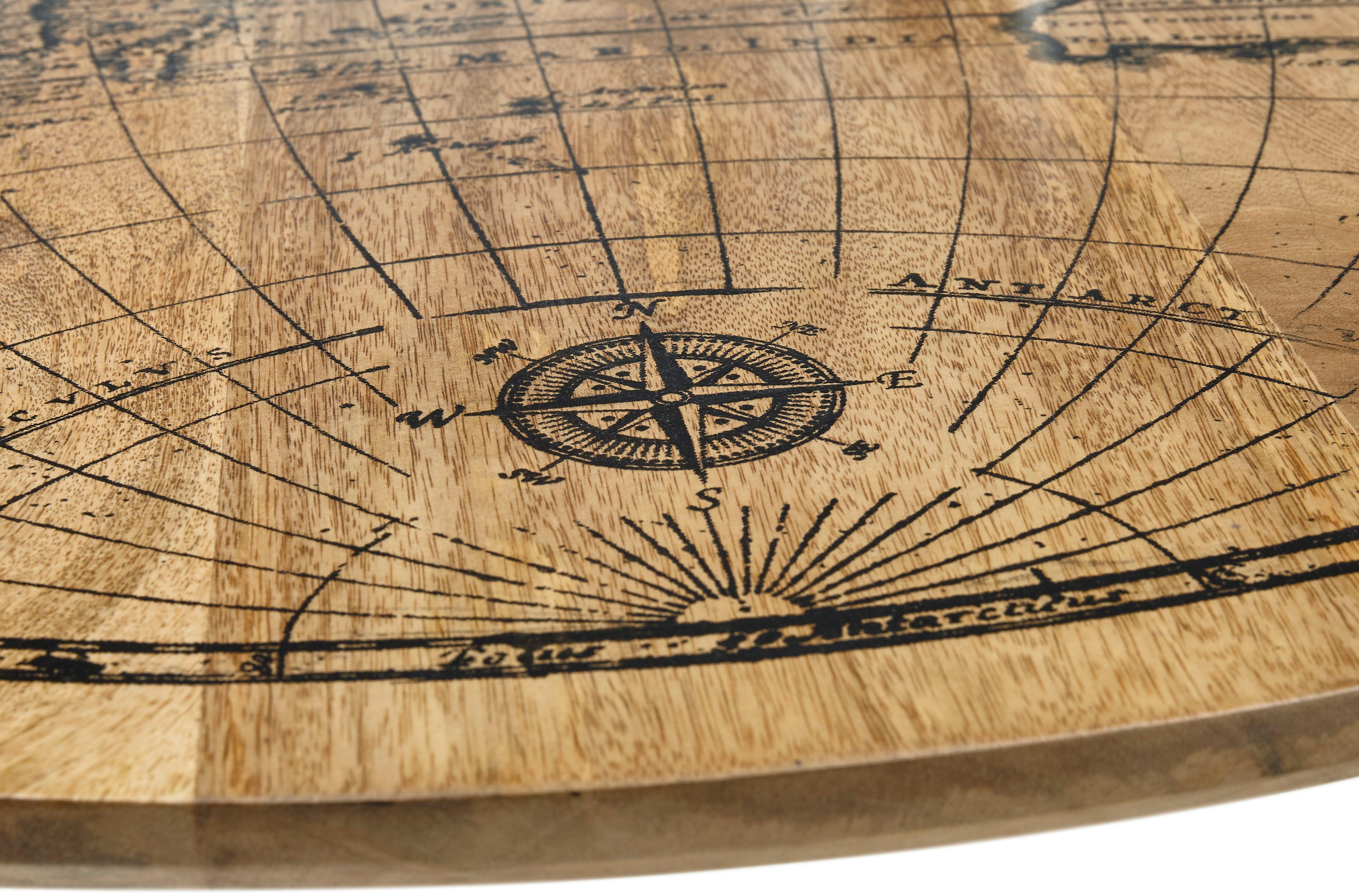 Stolkom Salontafel Napcoa met wereldkaart print, tafel in massief mango hout