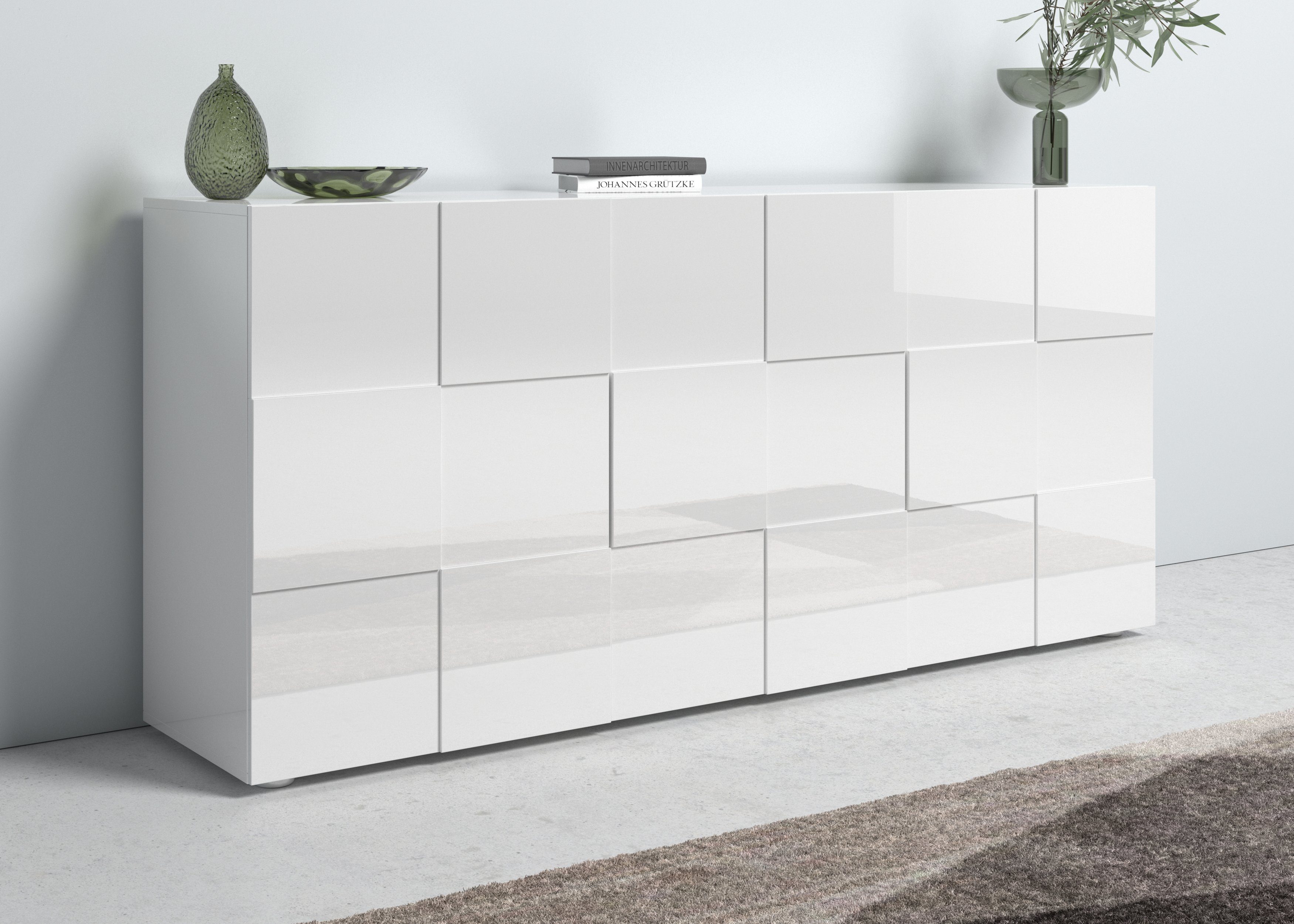 INOSIGN Dressoir Dama Breedte 181, Commode 3 deuren, Dressoir Front in 3D-uiterlijk, veel opbergruimte, verschillende kleuren dressoirs maat