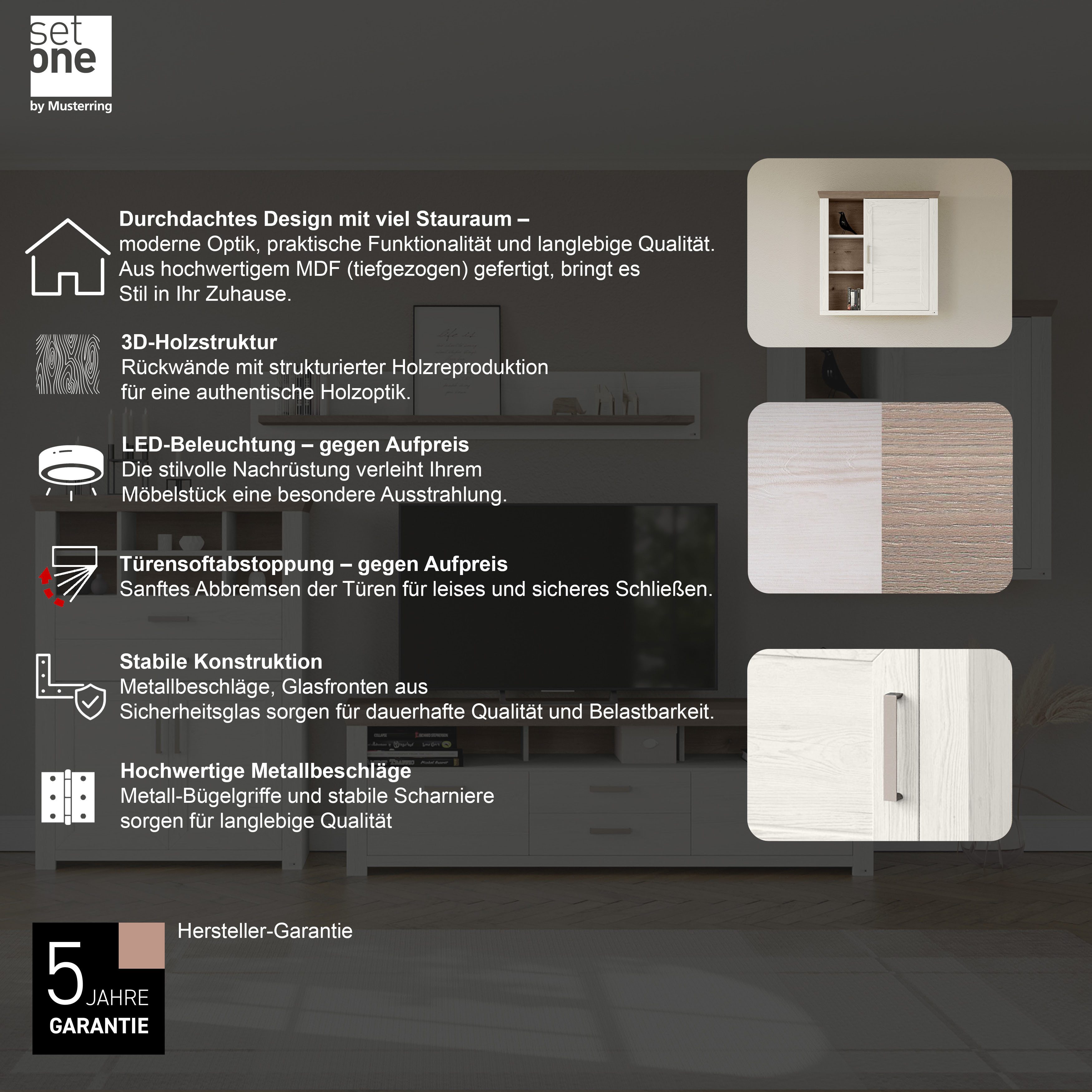 set one by Musterring Hangkast York Type 23, met deur en open vakken, verlichting optioneel, B 105 cm