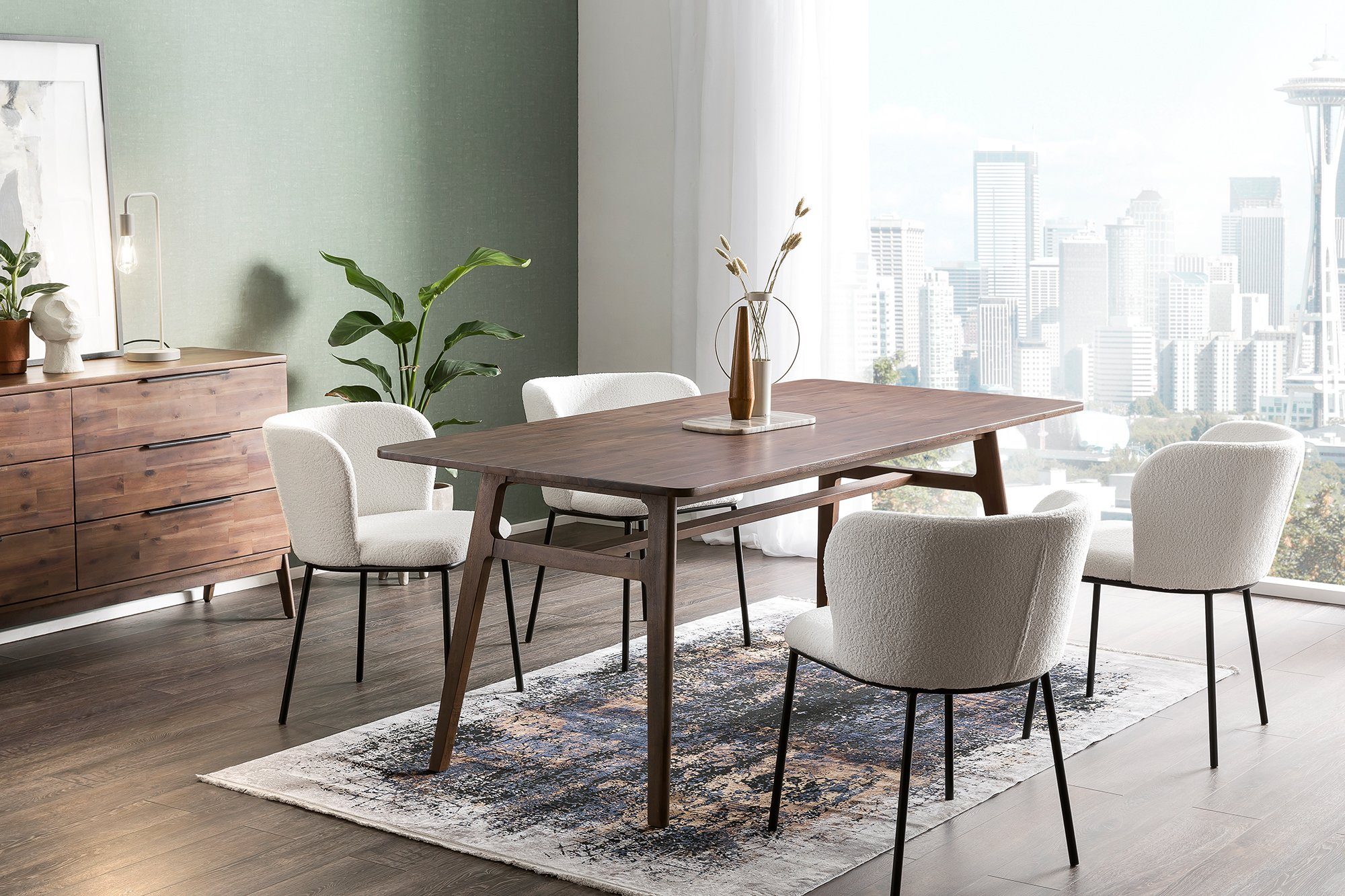 SalesFever Stoel met 4 poten afgeronde rugleuning (set, 2 stuks)