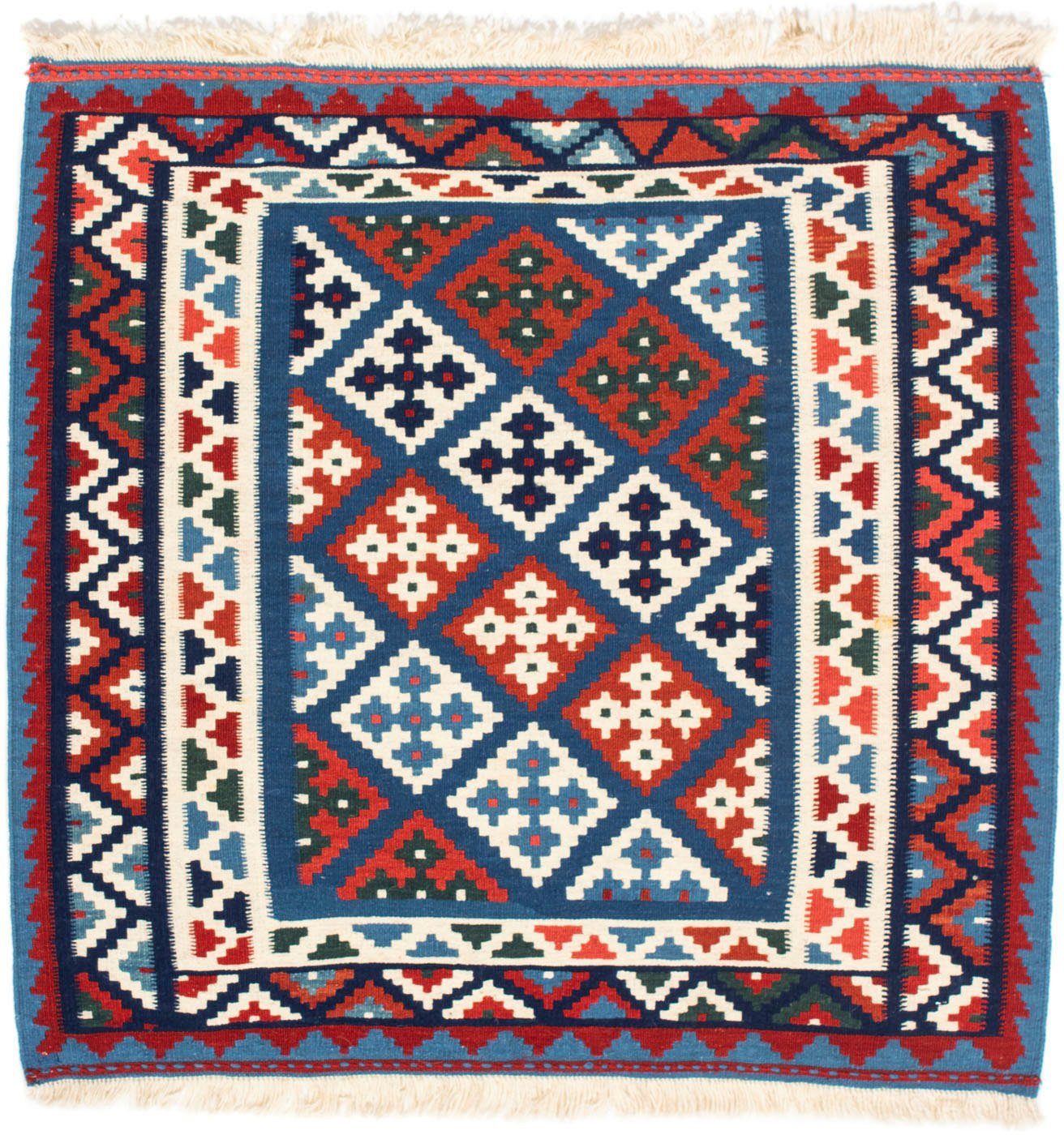 morgenland Wollen kleed Kelim Fars geheel gedessineerd blu 104 x 101 cm Oriëntaalse look