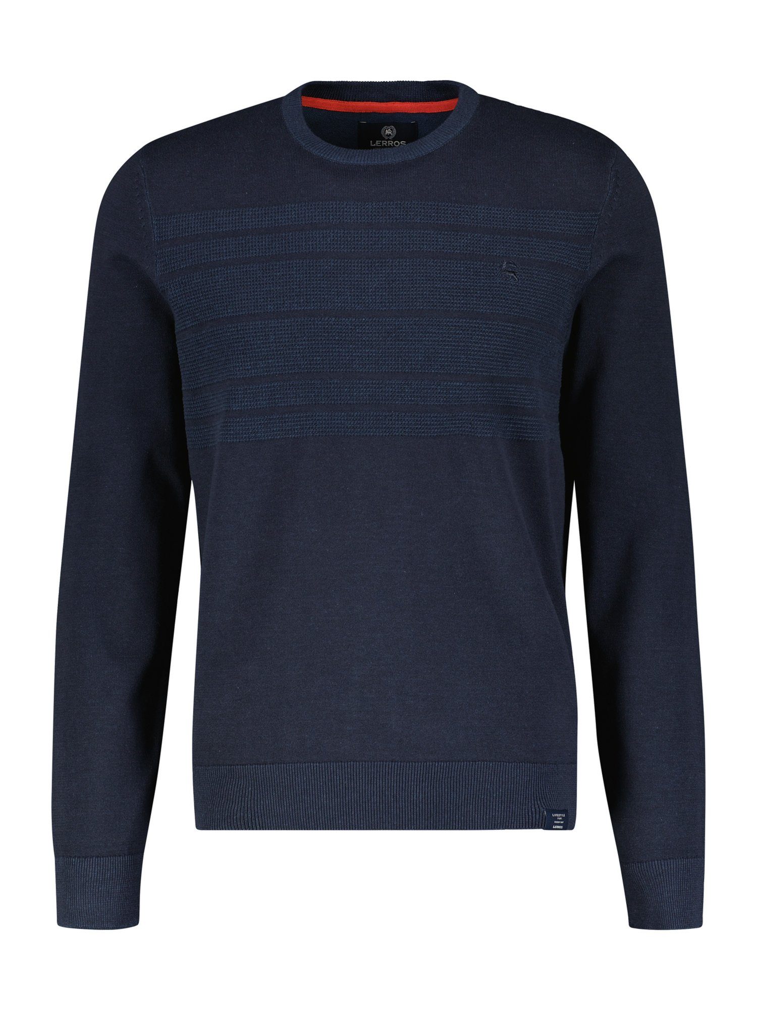 Lerros Gebreide trui LERROS breipullover, tonale strepen heren truien maat S blauw
