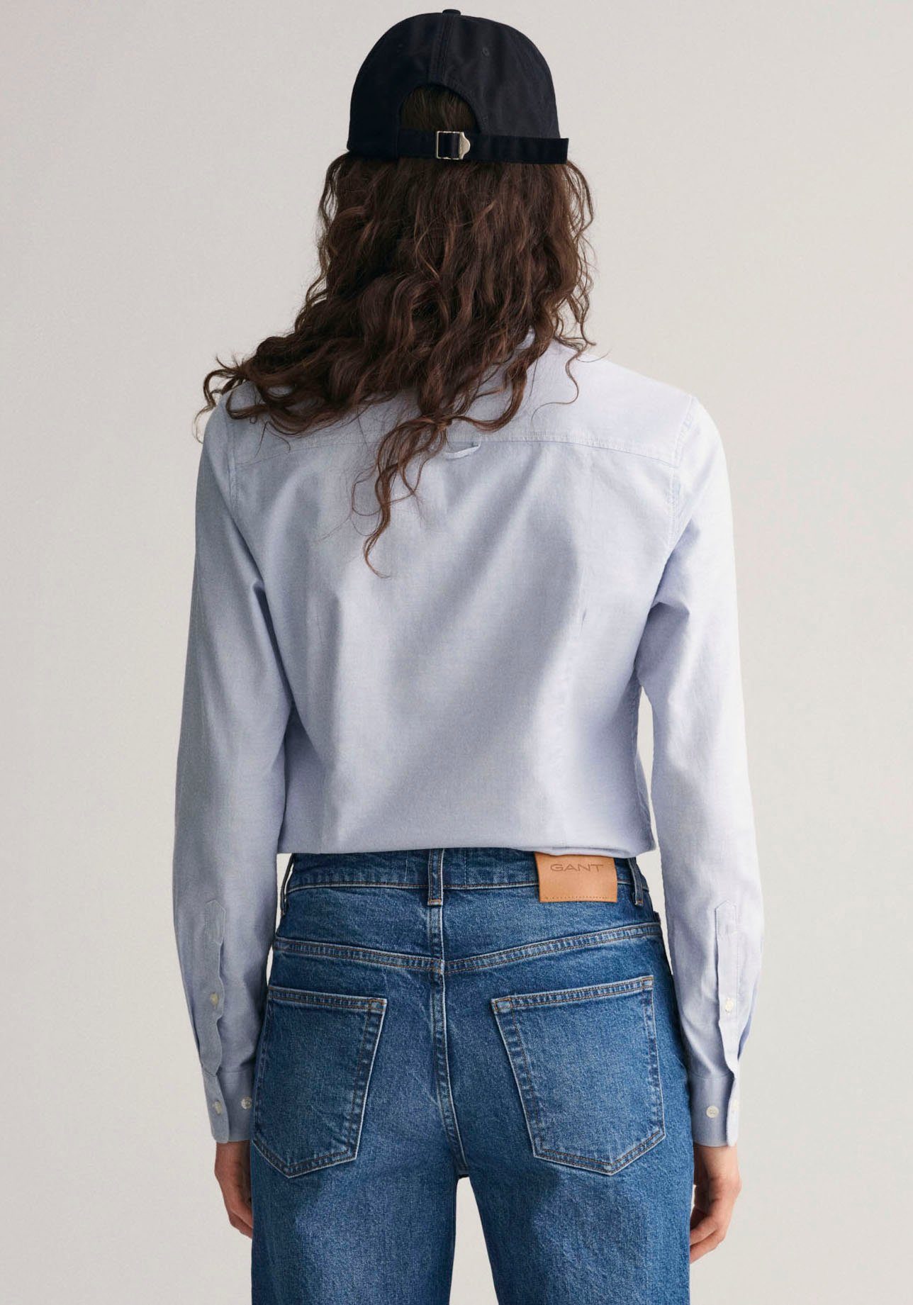 Gant Blouse met lange mouwen Nieuwe Slim Stretch Oxford Blouse voor comfortabel zitten en bewegingsvrijheid, new slim stretch, kreukvrij