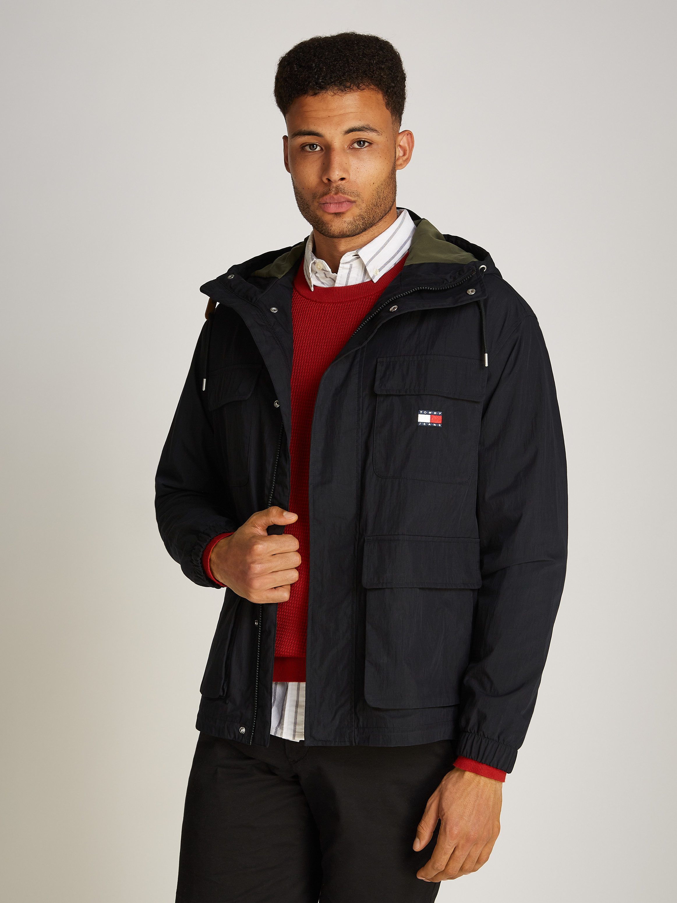 TOMMY JEANS Zomerjack TJM UTILITY PARKA met gestempeld logo heren zomerjassen maat M zwart