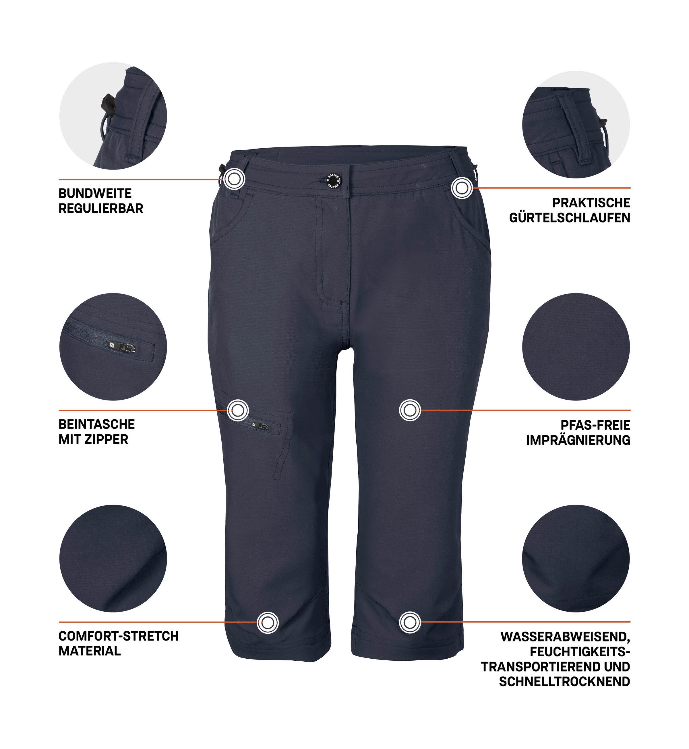 Killtec Capribroek KOS 4 WMN PNTS Waterafstotende, sneldrogende capri-broek met comfort-stretch