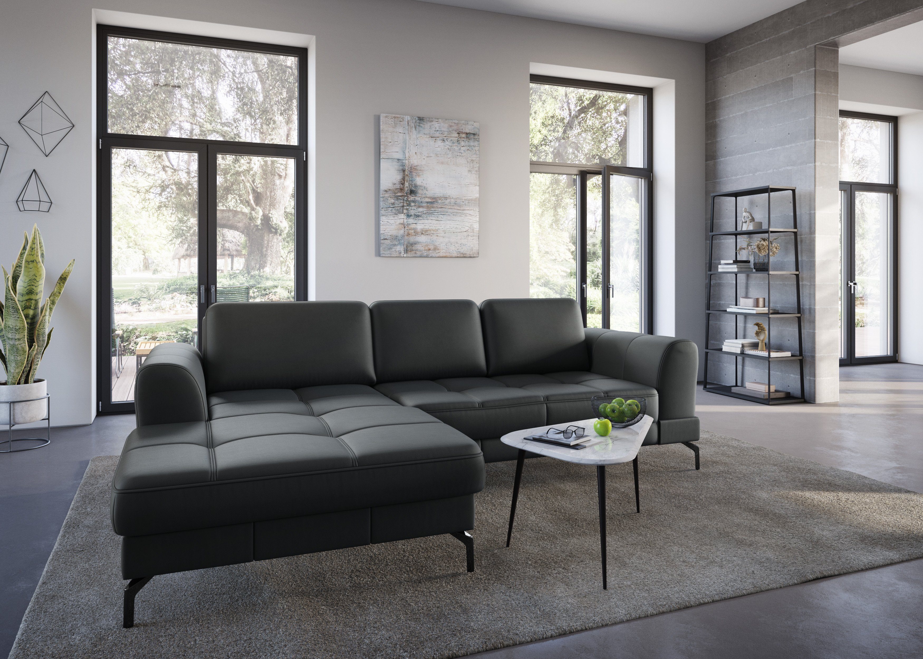 sit&more Hoekbank Bendigo L-vorm inclusief zitdiepteverstelling, bodemvrijheid 15 cm, 2 pootkleuren