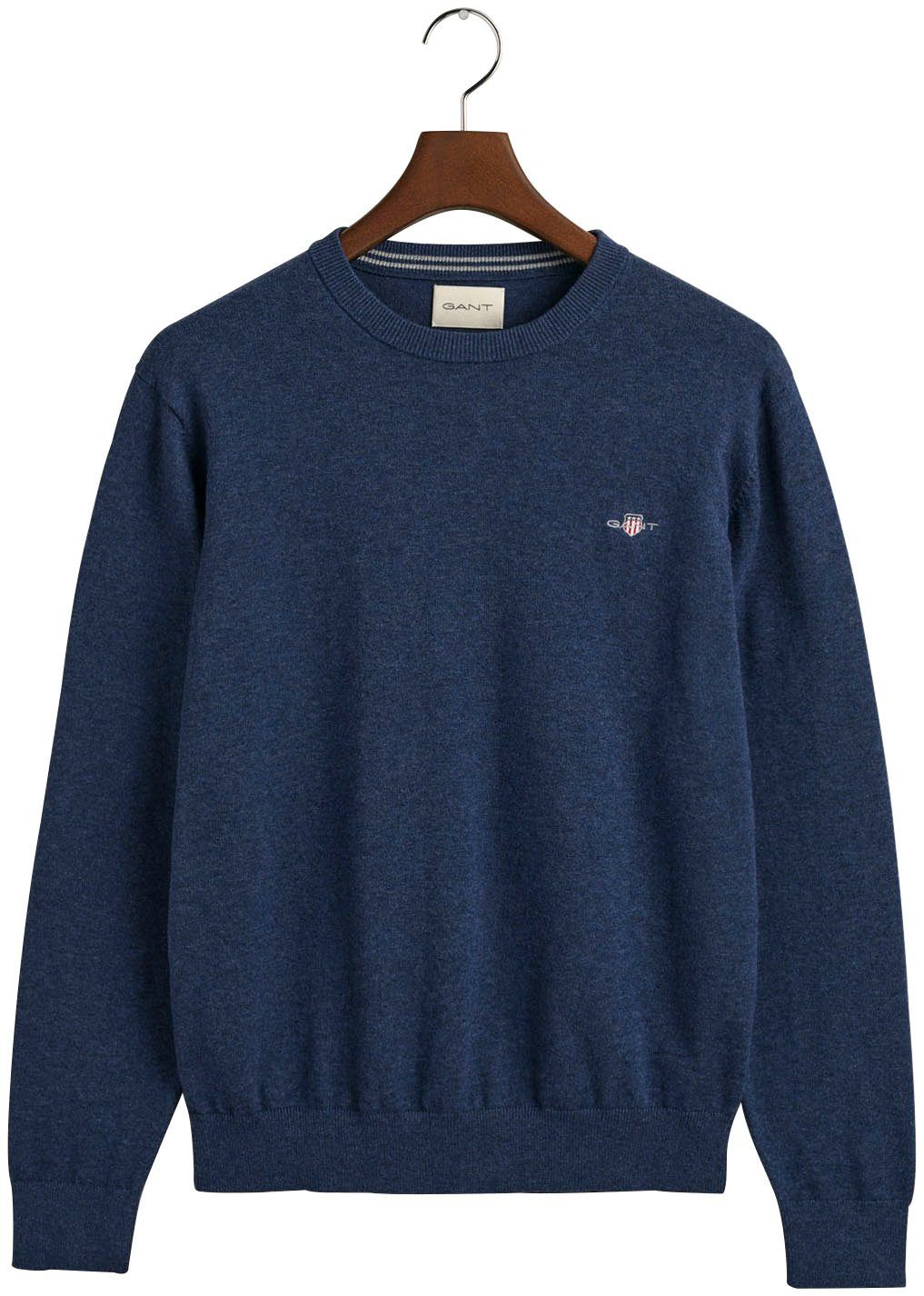 Gant Trui met ronde hals CLASSIC COTTON C-NECK Premium breipullover van zachte 100% katoen, overgangspullover