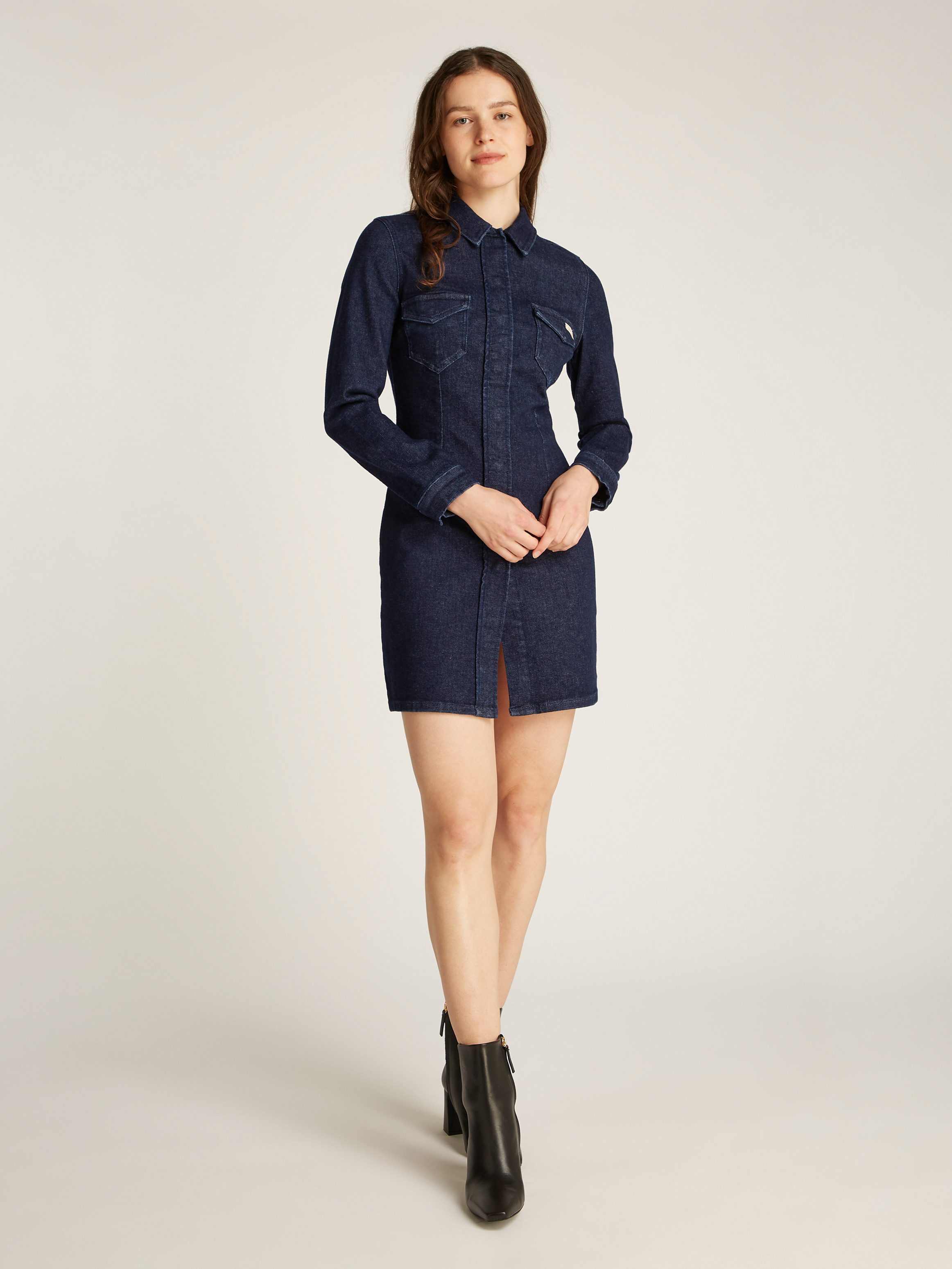 Calvin Klein Jeans jurk DARTED LEAN SHIRT DENIM DRESS